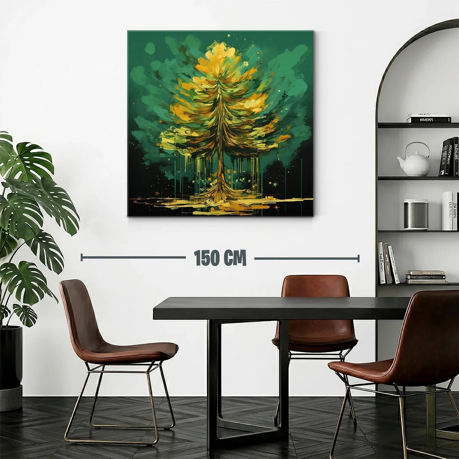 Árbol vibrante en tonos verdes y dorados — miniatura 2