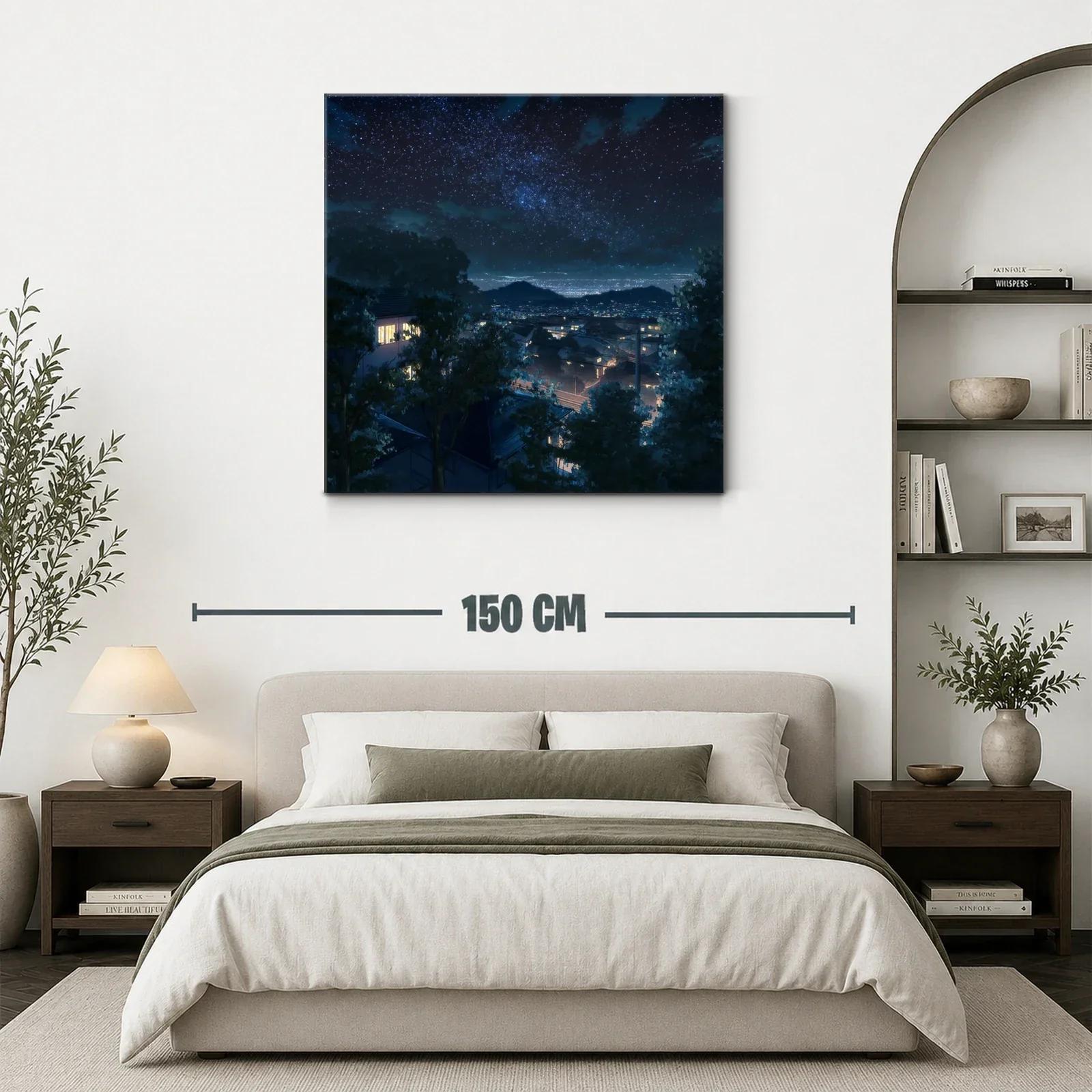 Cielo estrellado sobre ciudad tranquila nocturna — miniatura 3