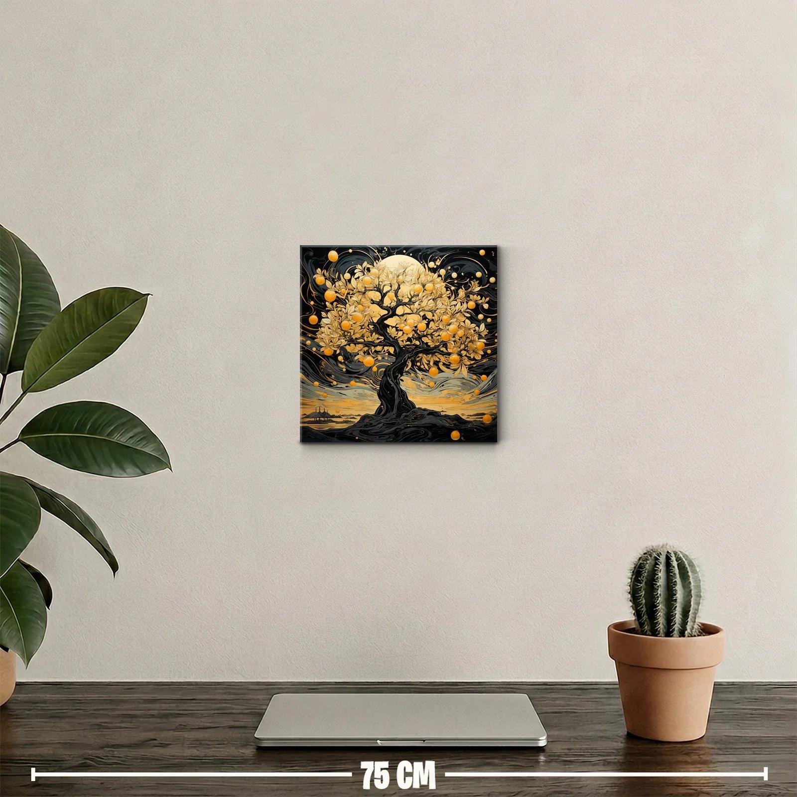 Árbol dorado brillante con frutos en paisaje onírico — miniatura 2