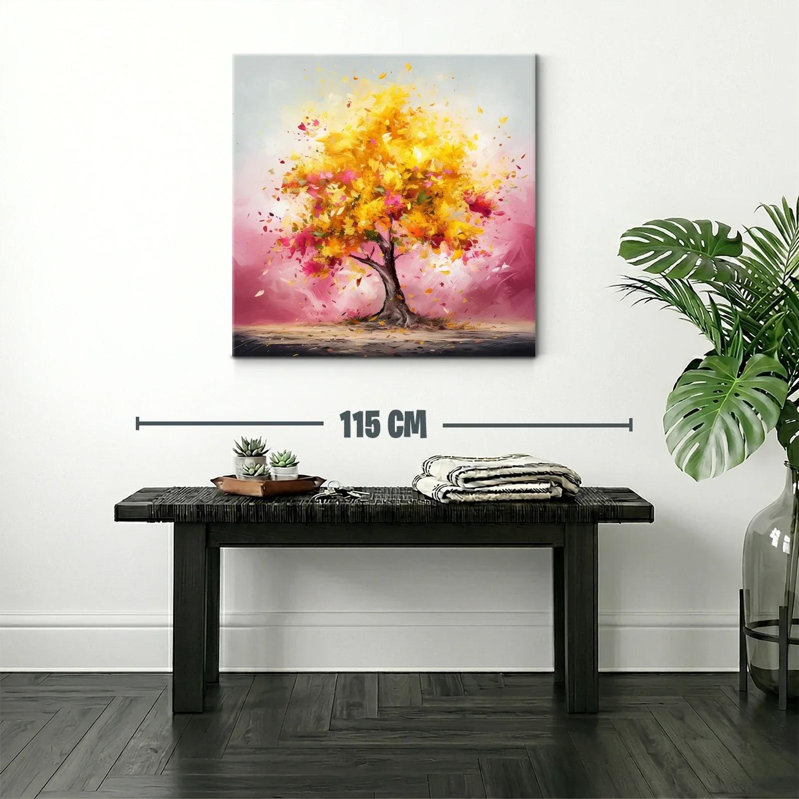 Árbol vibrante con hojas doradas y rosas en movimiento — miniatura 2