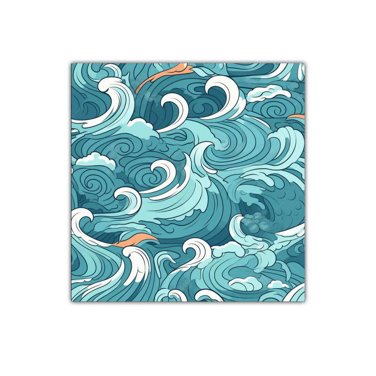 Cuadro decorativo con arte abstracto de olas en tonos azules