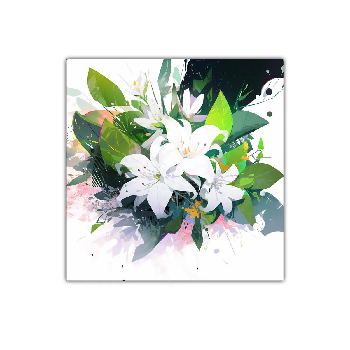 Elegancia natural con bouquet de lirios blancos y hojas verdes — imagen principal