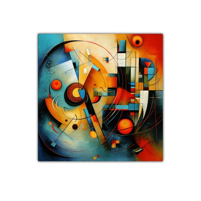 Cuadro decorativo abstracción geométrica vibrante y dinámica