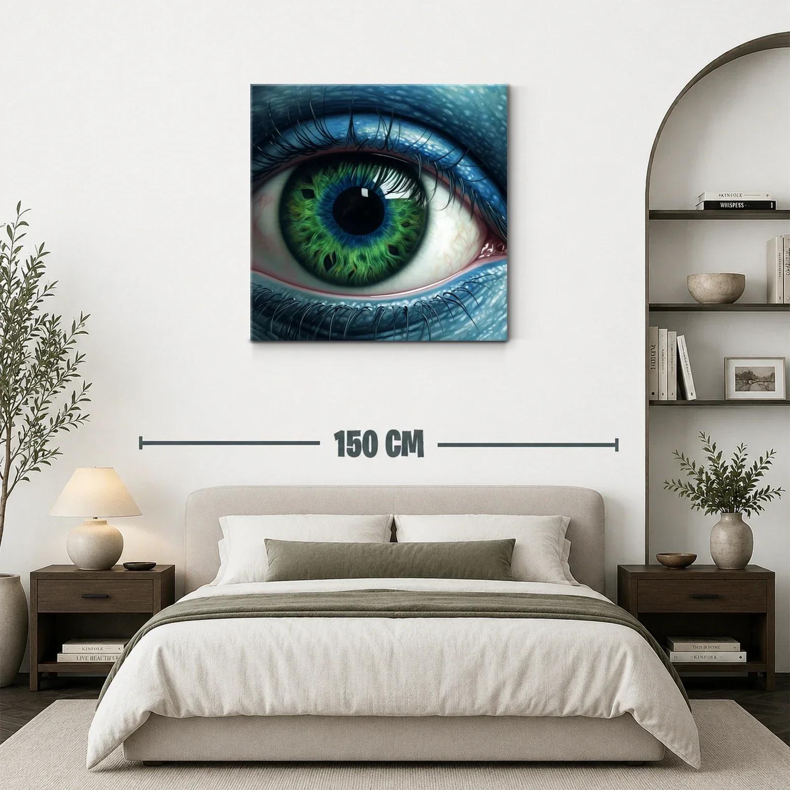 Impactante cuadro con ojo verde y azul en detalle extremo — miniatura 3