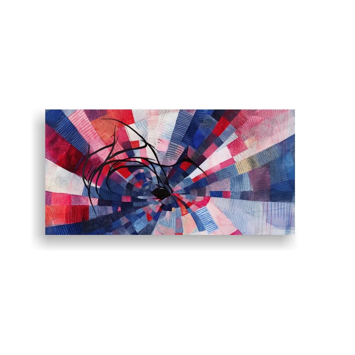 Cuadro abstracción radial con líneas curvas superpuestas