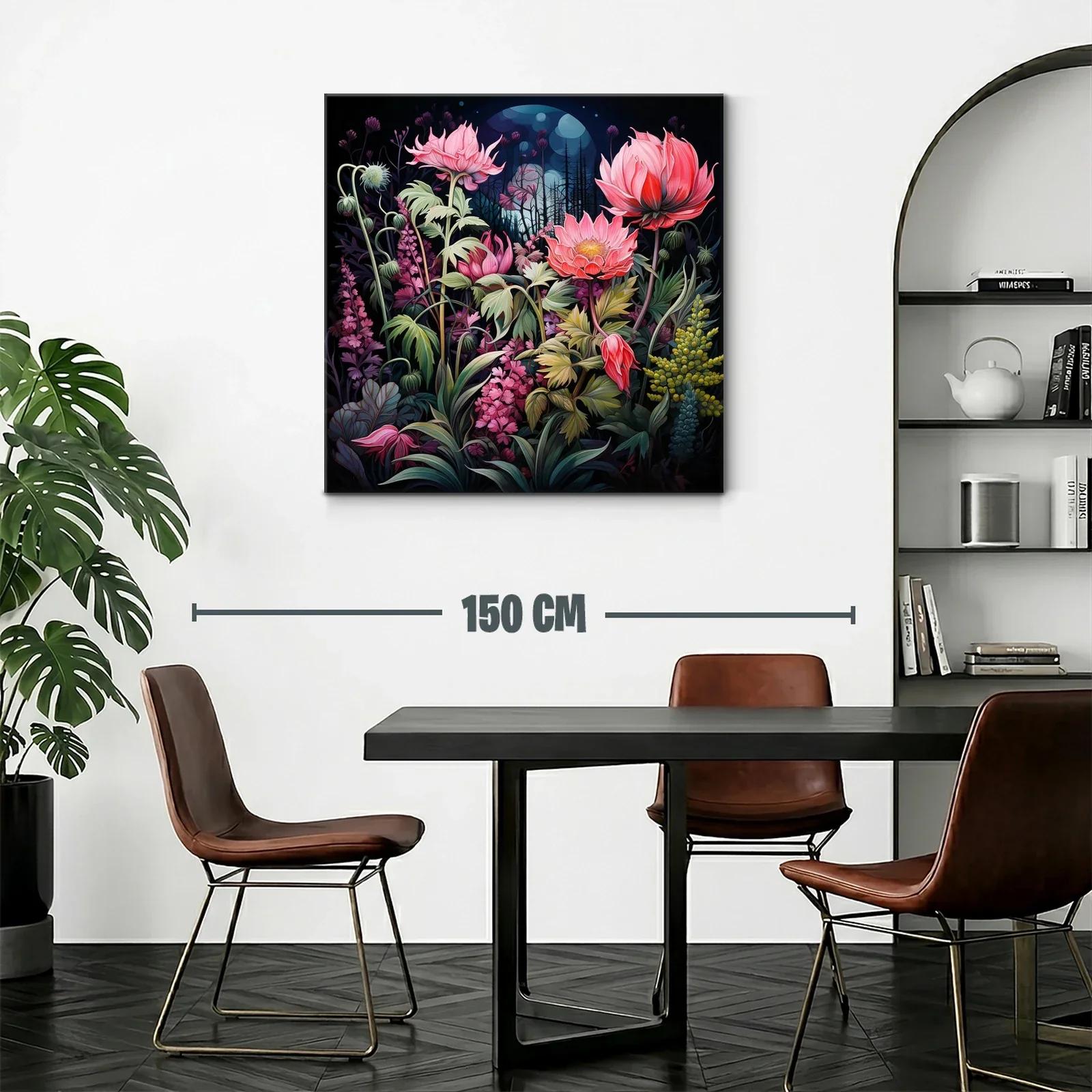 Flores vibrantes bajo un cielo nocturno misterioso — miniatura 2