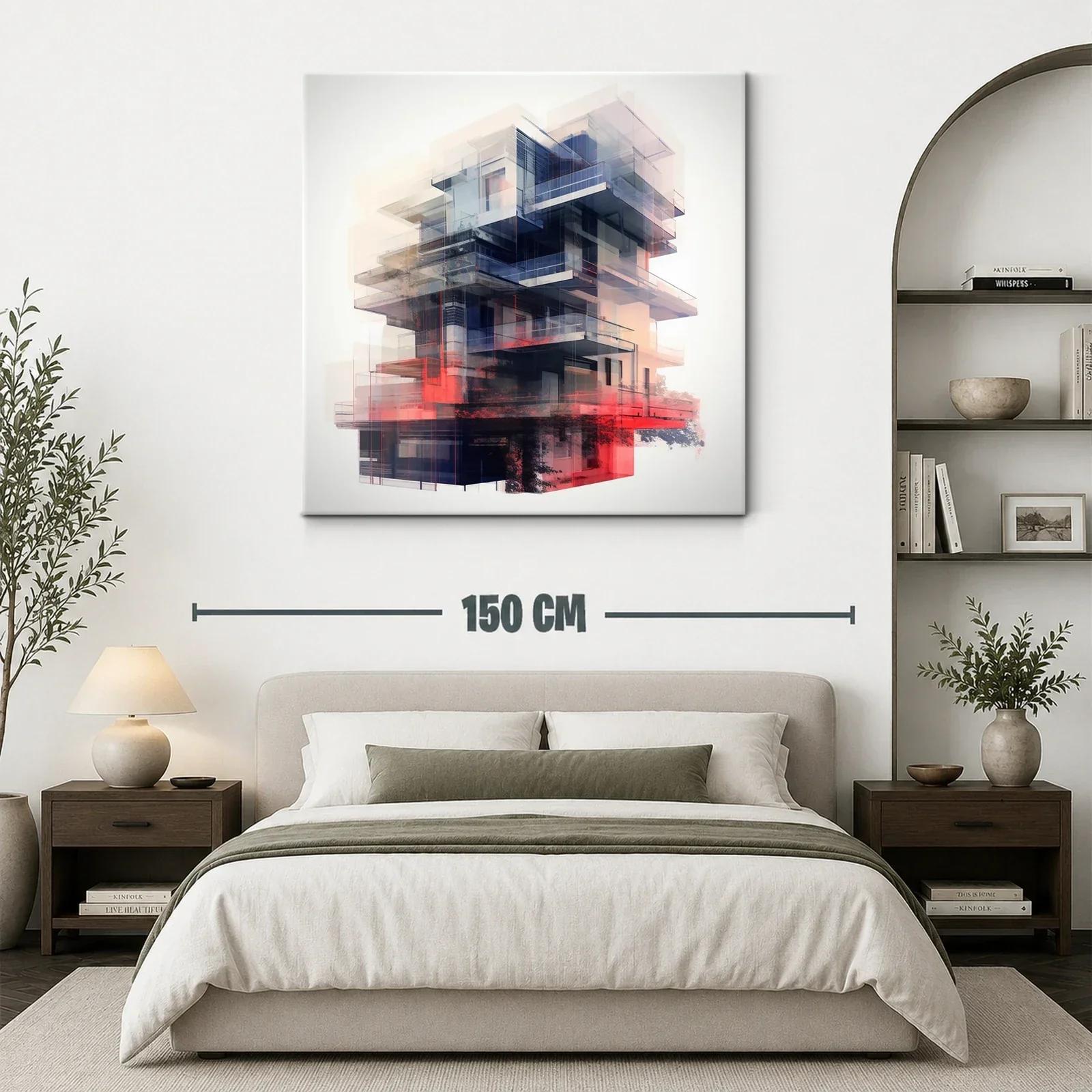 Composición abstracta de arquitectura futurista en tonos rojos y azules — miniatura 3