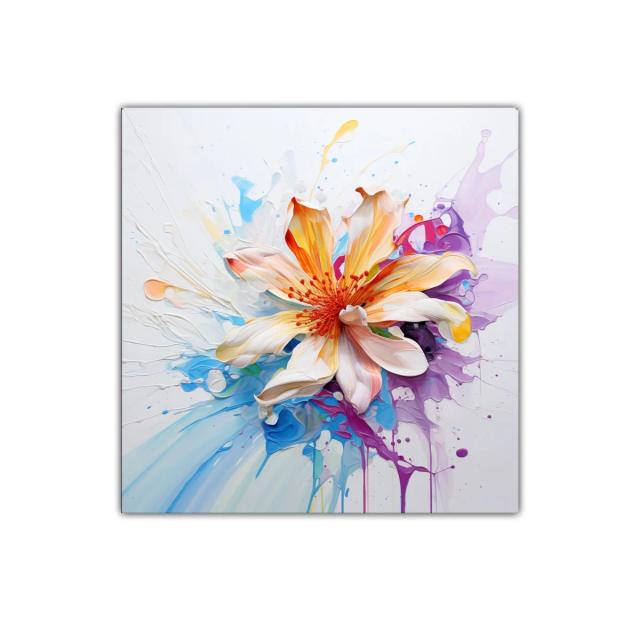 Flor vibrante con explosión de color y movimiento dinámico