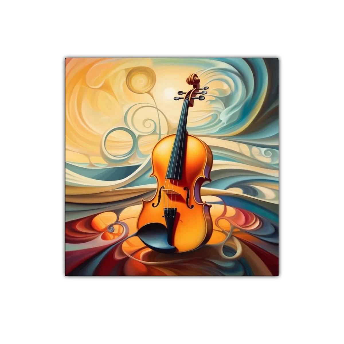 Cuadro decorativo con violín y decoración abstracta vibrante — imagen principal