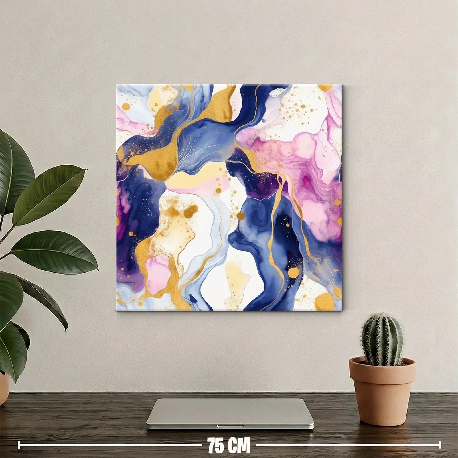 Composición abstracta con tonos dorados y azules vibrantes — miniatura 2