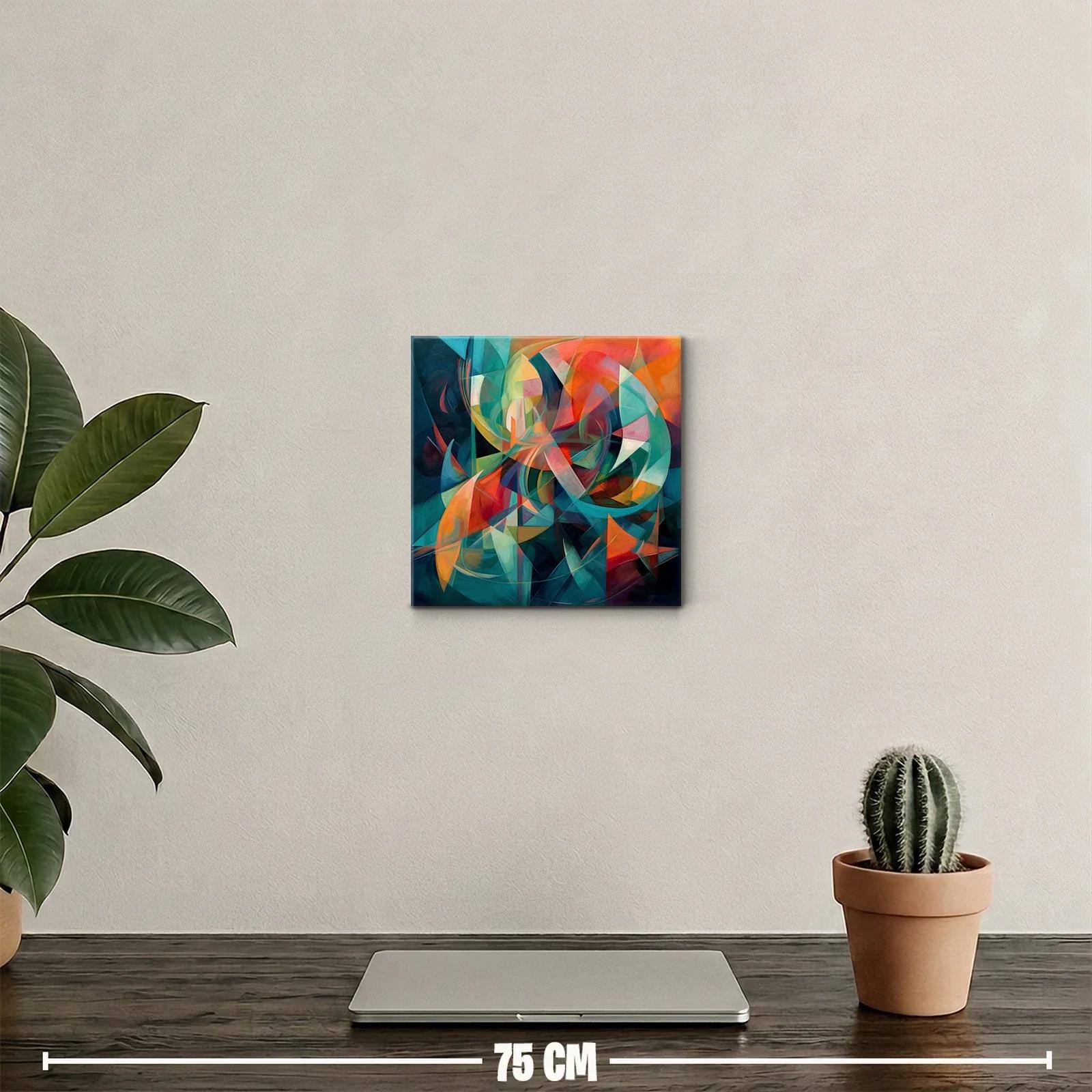 Composición abstracta en tonos cálidos y frescos vibrantes — miniatura 2