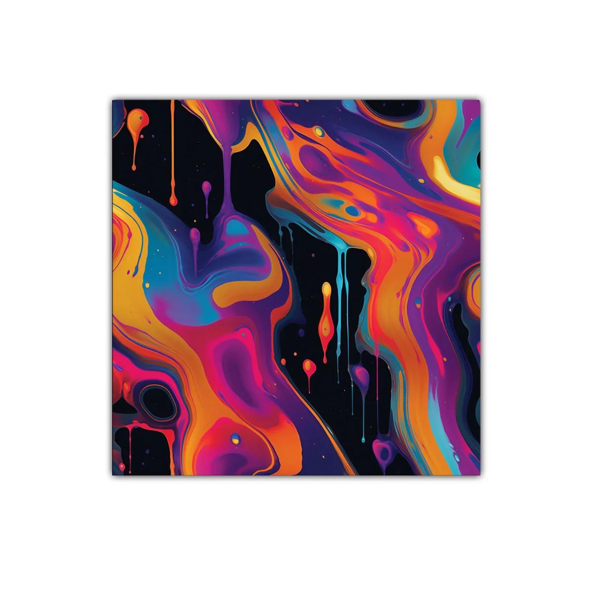 Cuadro abstracto con vibrantes formas y colores intensos