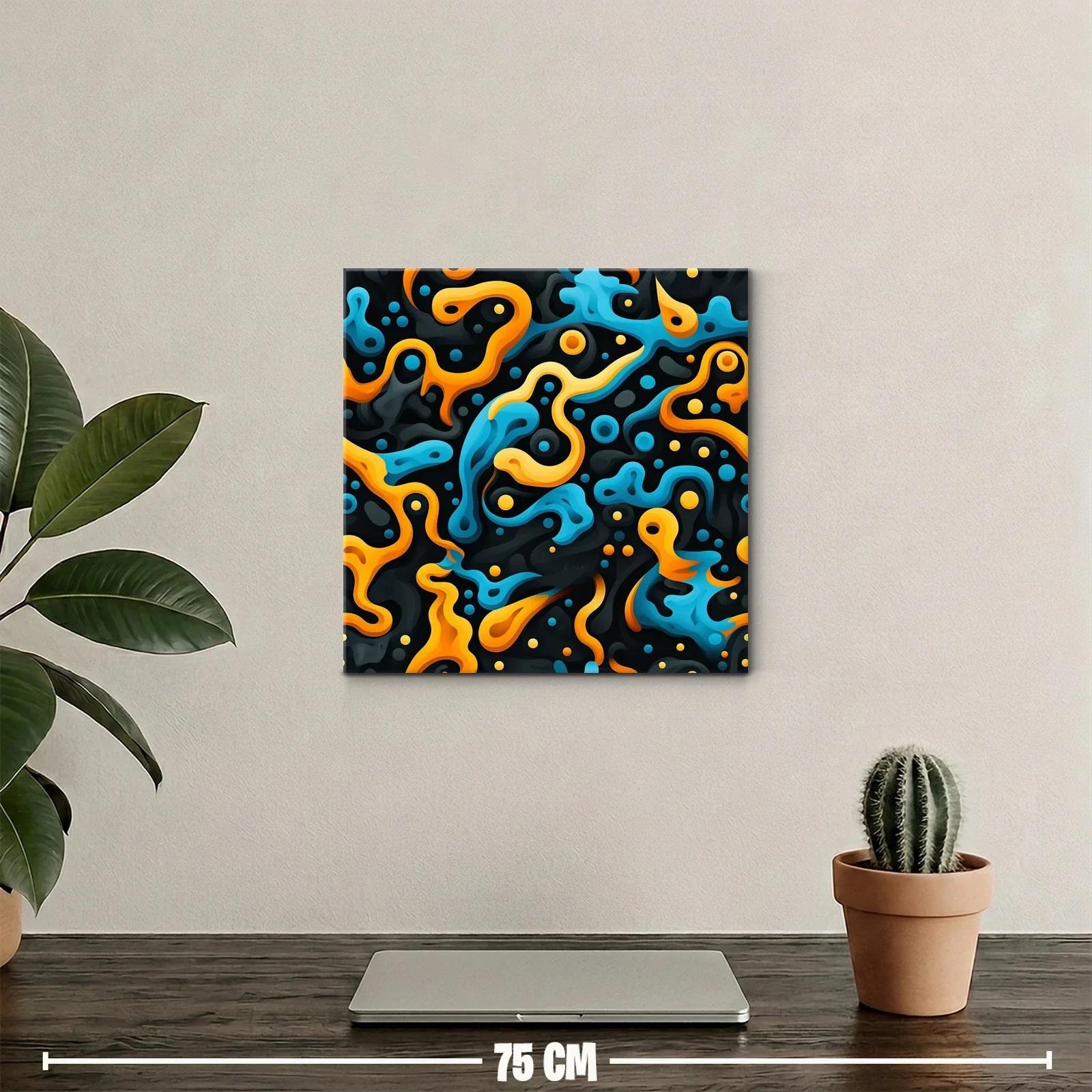 Composición Abstracta en Tonos Naranja y Azul Vibrante — miniatura 2