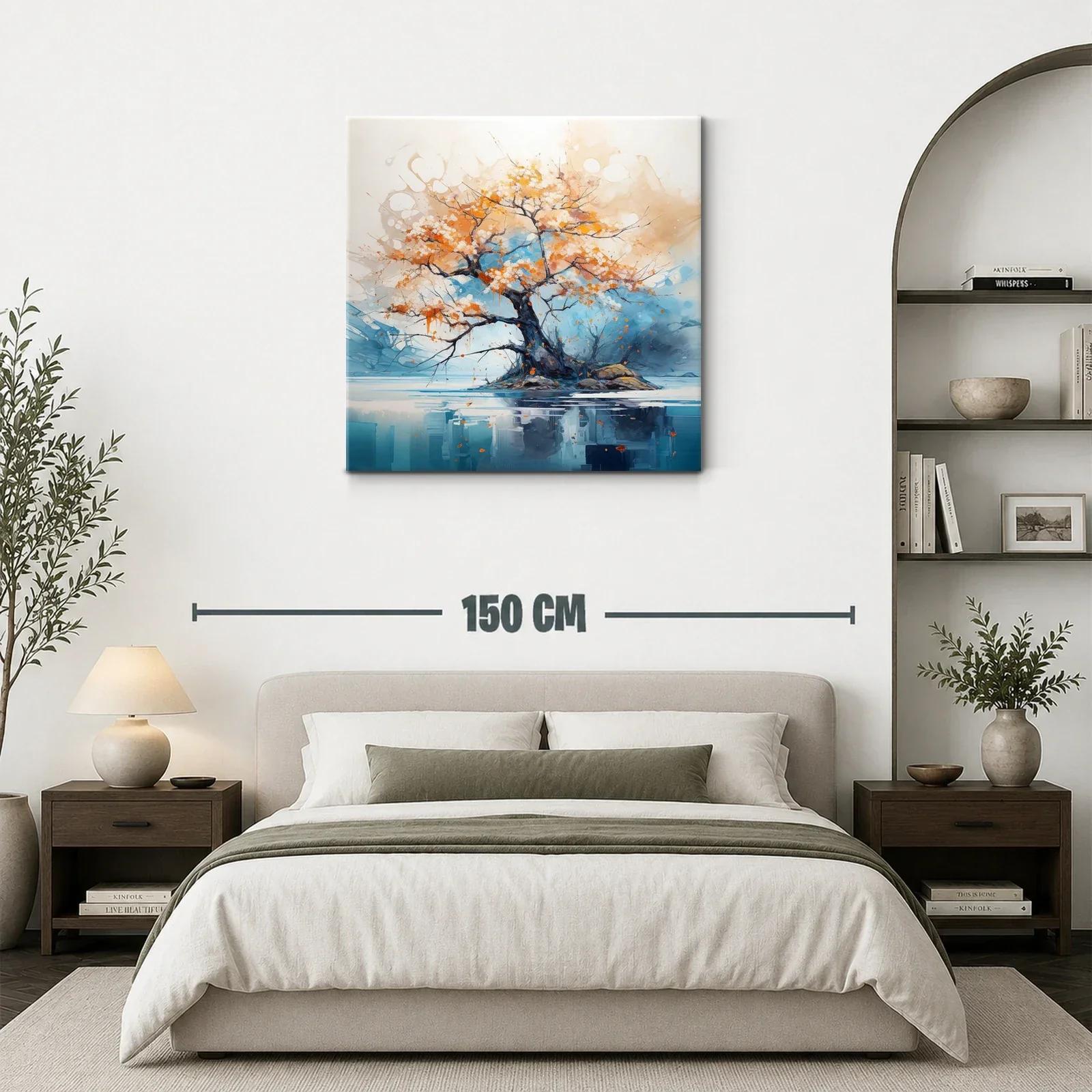 Árbol solitario con flores naranjas en isla serena — miniatura 3