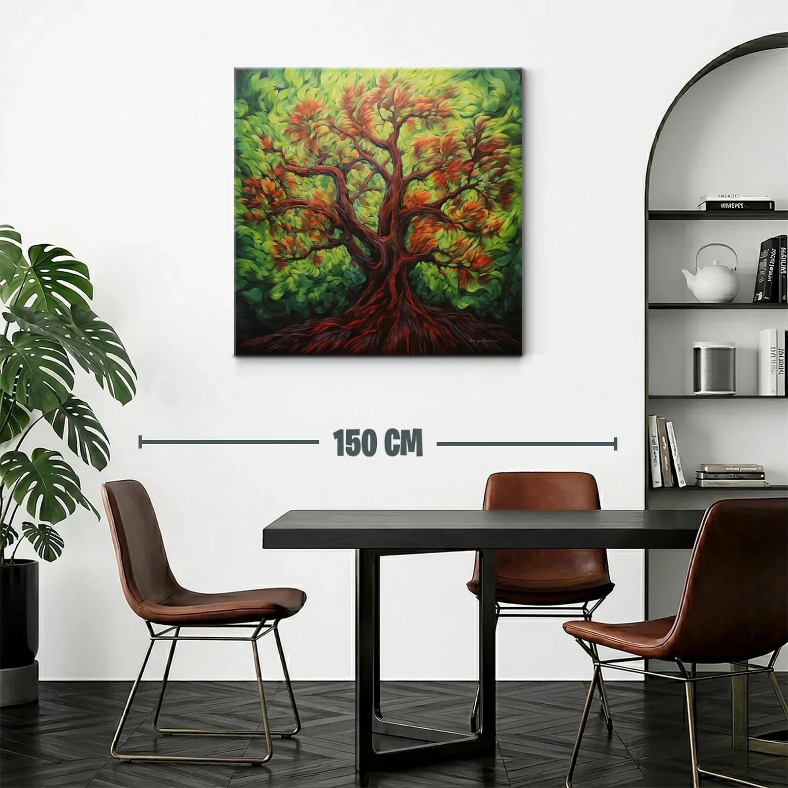 Árbol con hojas vibrantes en tonos verdes y rojos — miniatura 2
