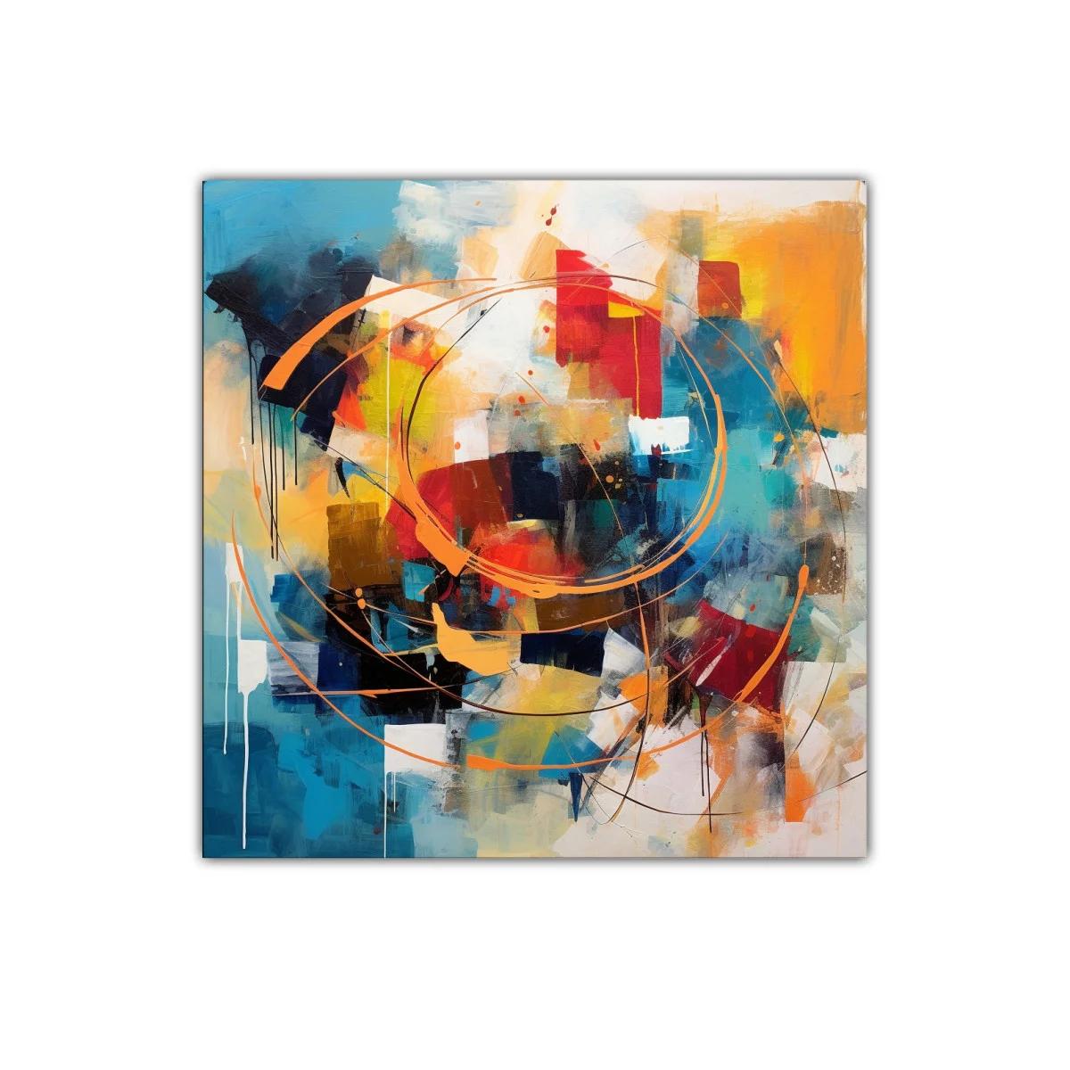 Cuadro abstracto con vibrantes círculos y formas geométricas — imagen principal