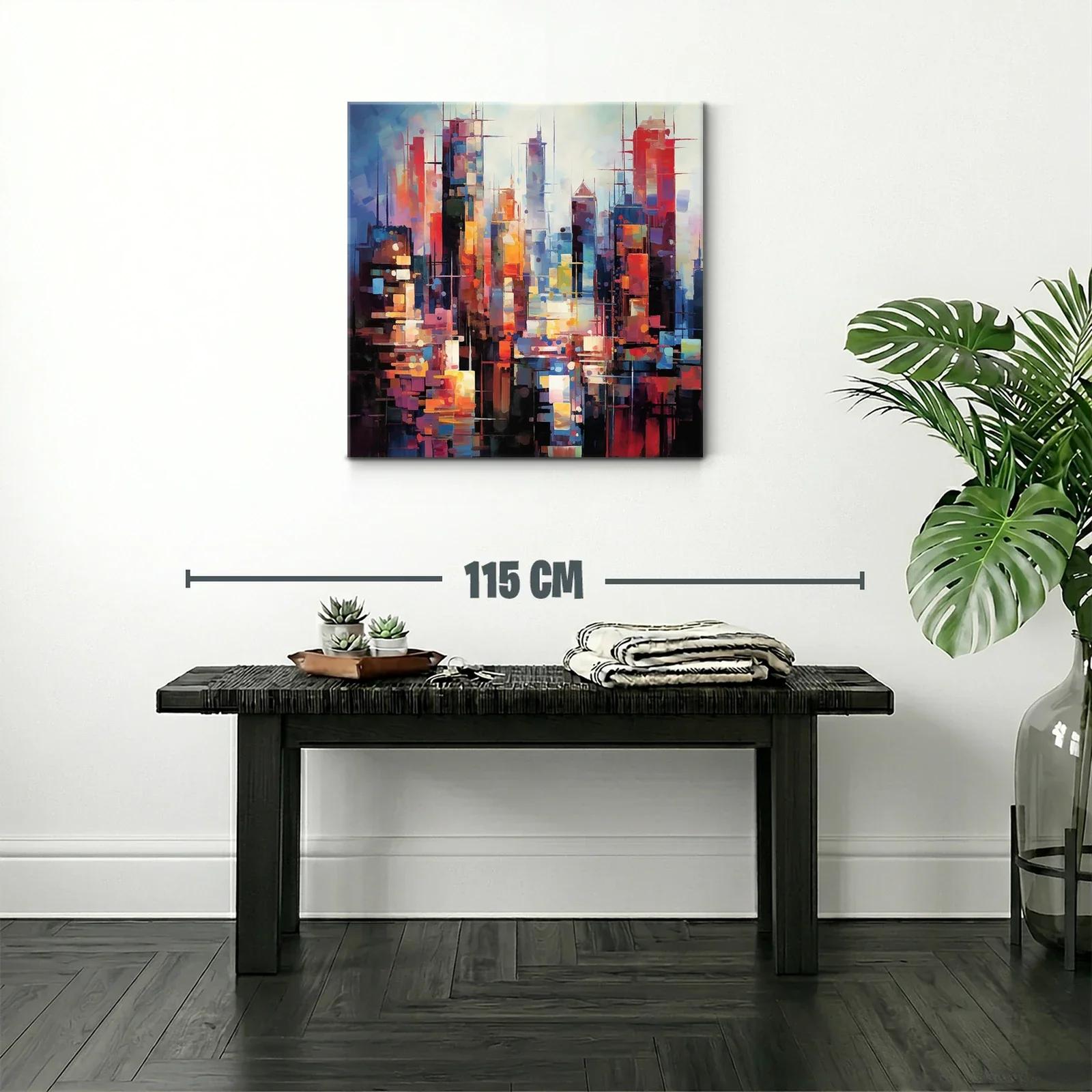 Ciudad vibrante con tonos cálidos y fríos contrastantes — miniatura 2
