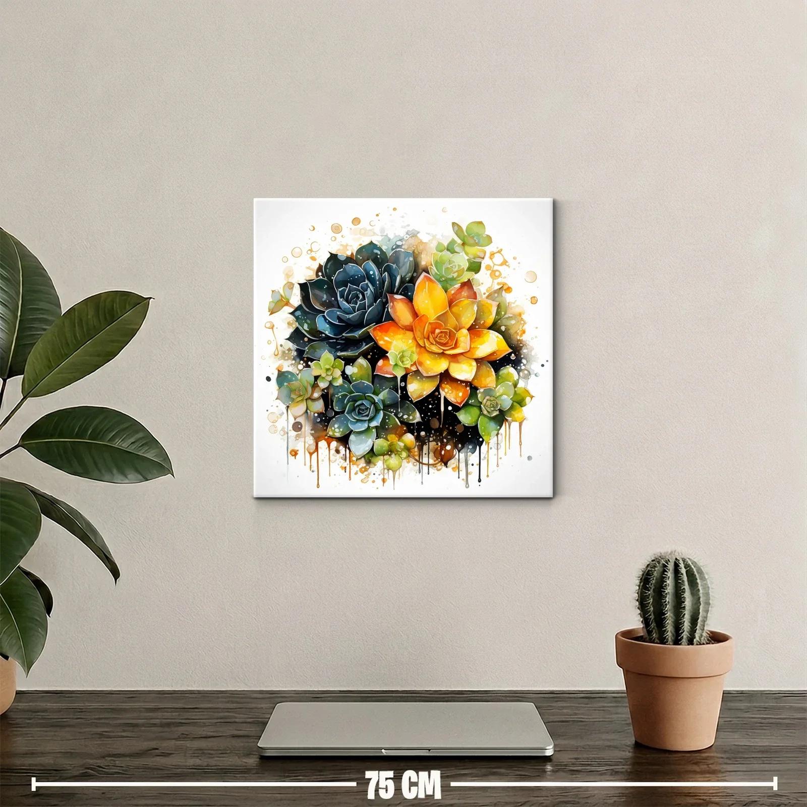 Exquisito cuadro de suculentas con tonos vibrantes y contrastes — miniatura 2