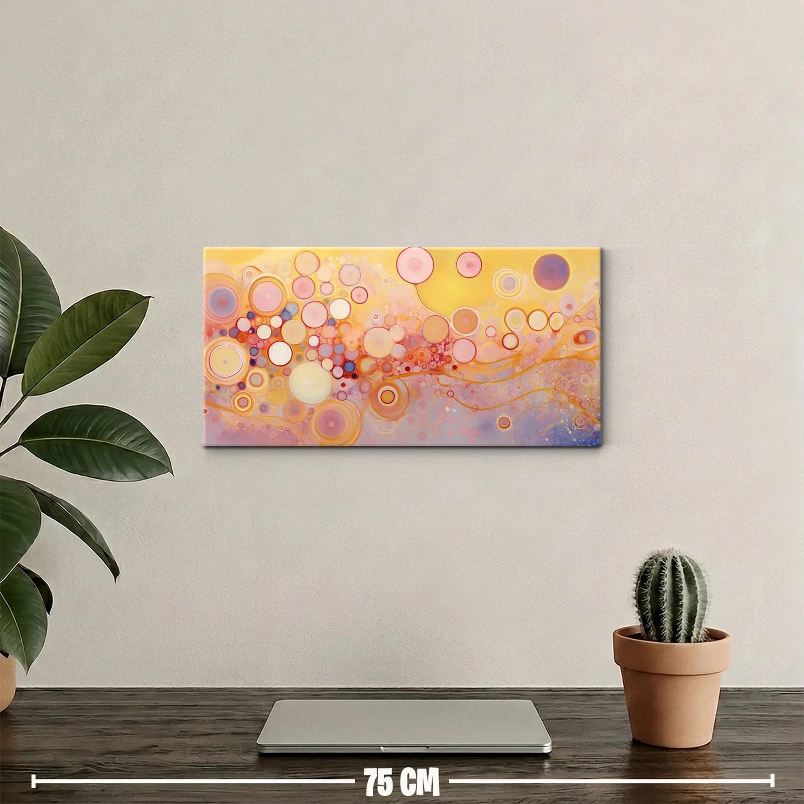 Cuadro burbujas abstractas en tonos coral y lavanda — miniatura 2