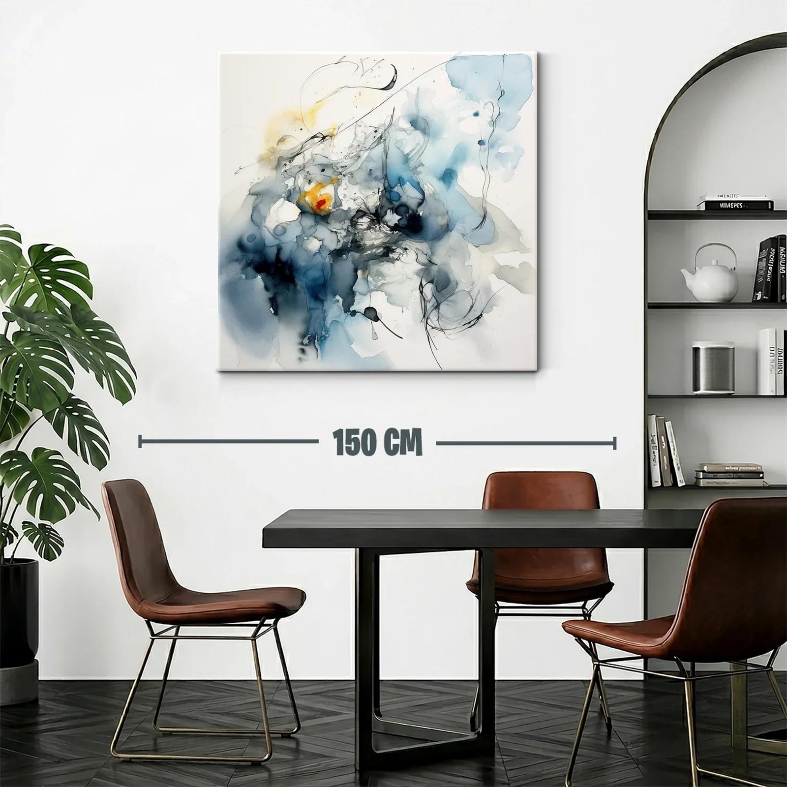 Arte abstracto con tonos azules y detalles en amarillo — miniatura 2
