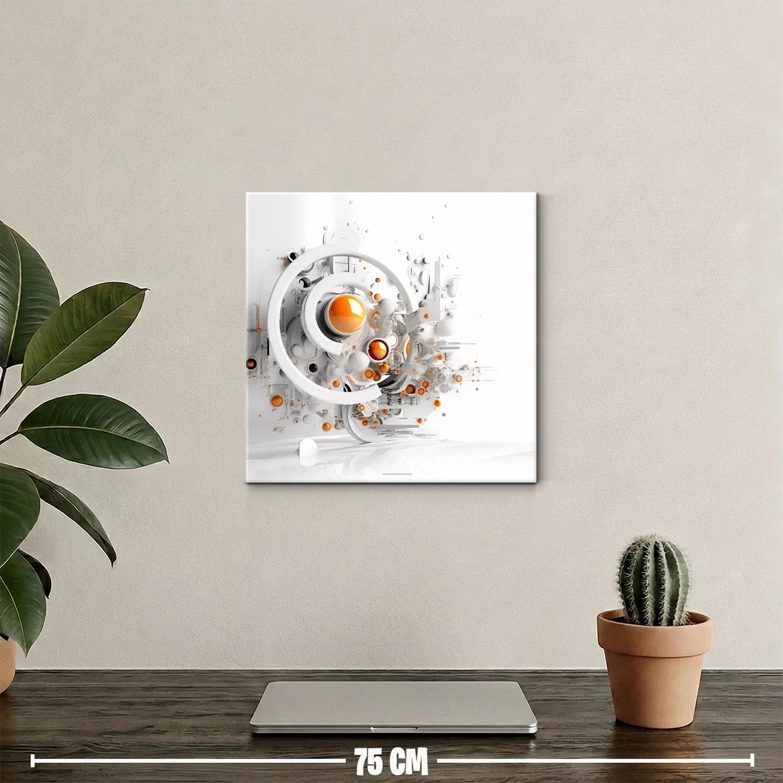Composición abstracta con esferas naranjas y estructuras blancas — miniatura 2