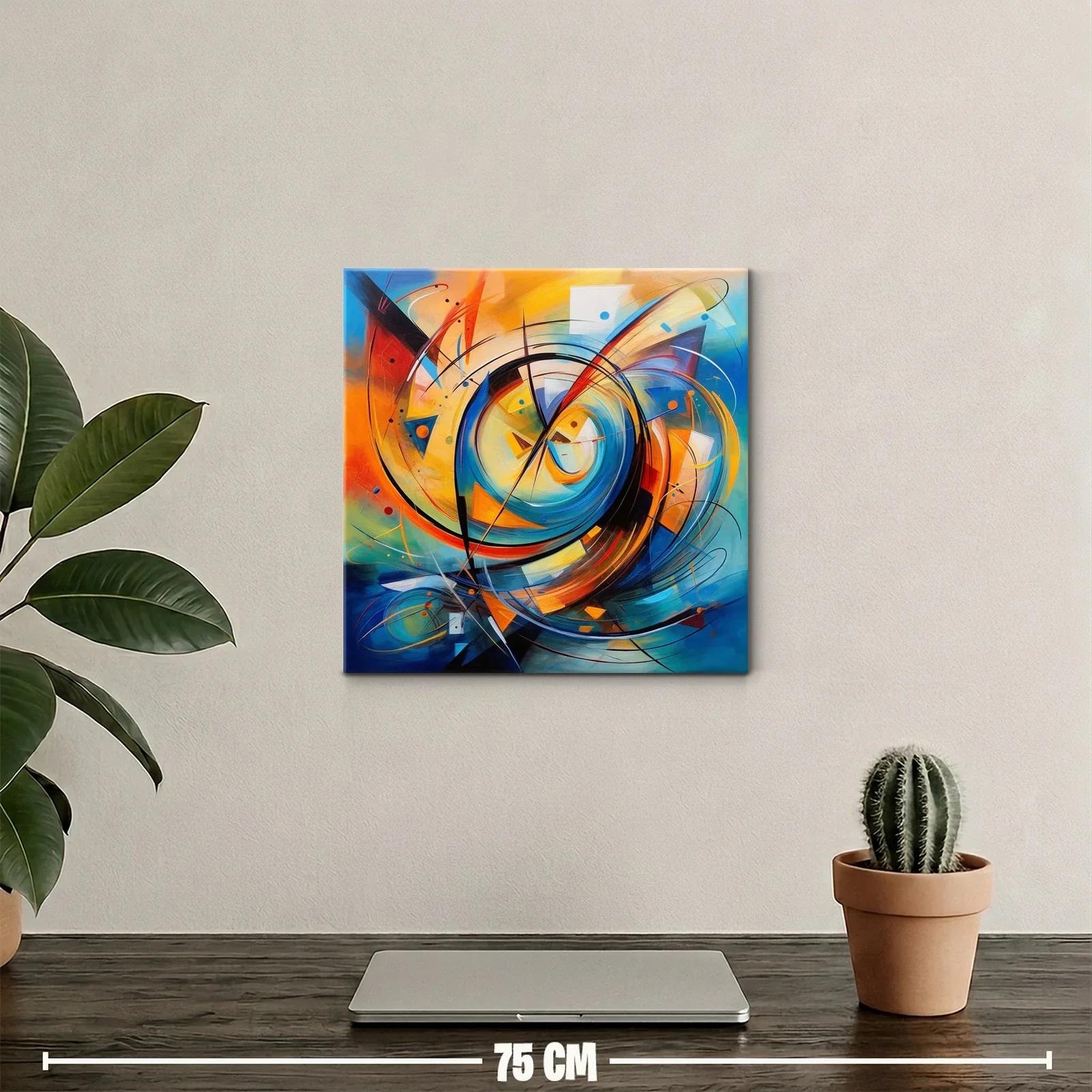 Cuadro abstracto en espirales con tonos cálidos y fríos — miniatura 2