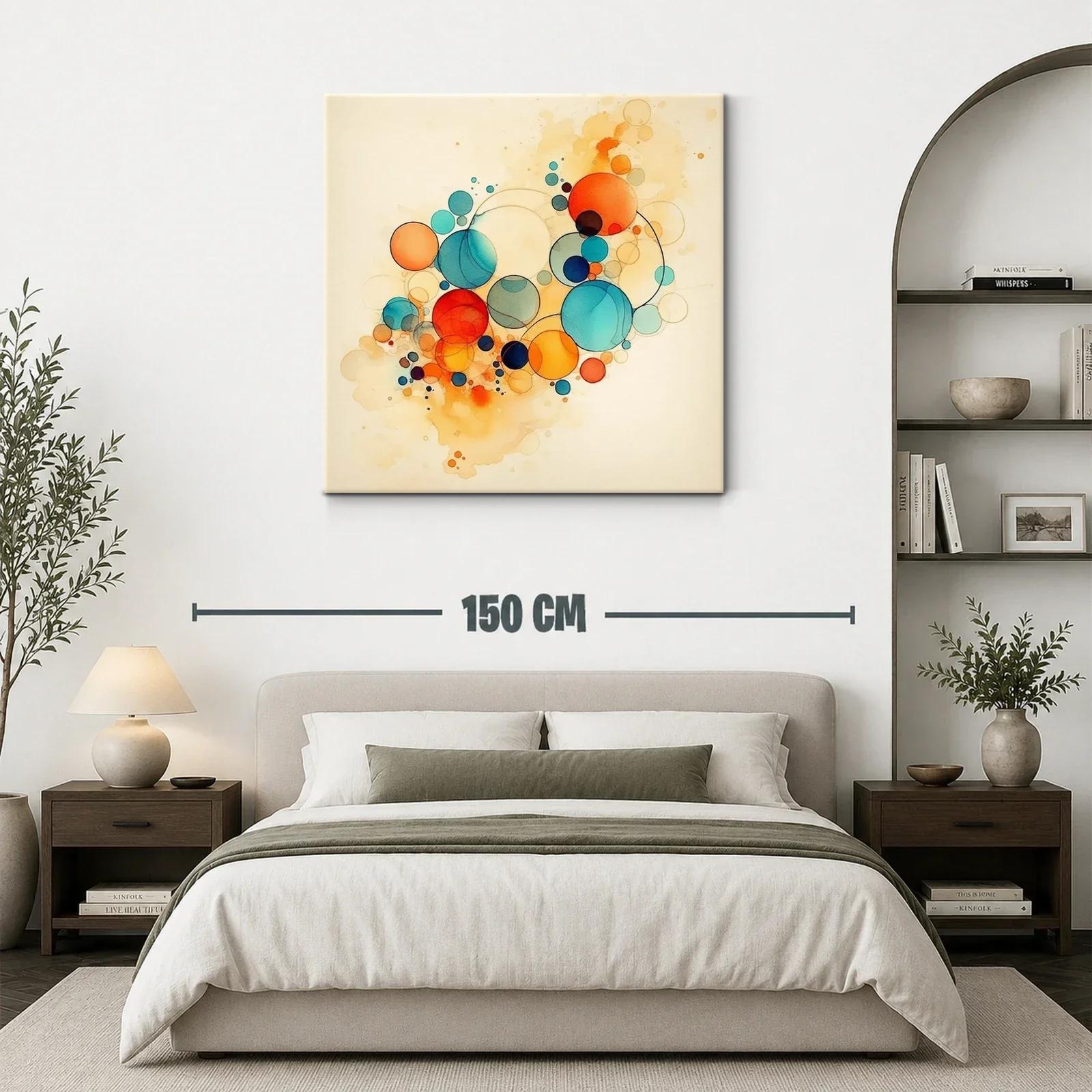Composición abstracta con círculos en tonos cálidos y fríos — miniatura 3