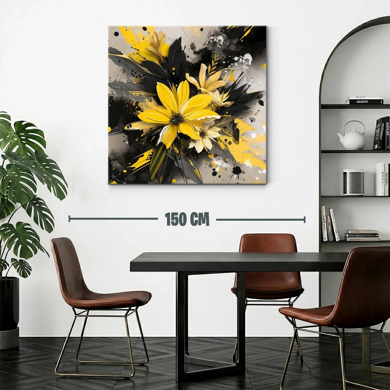 Flores vibrantes en tonos amarillos y negros modernos — miniatura 2