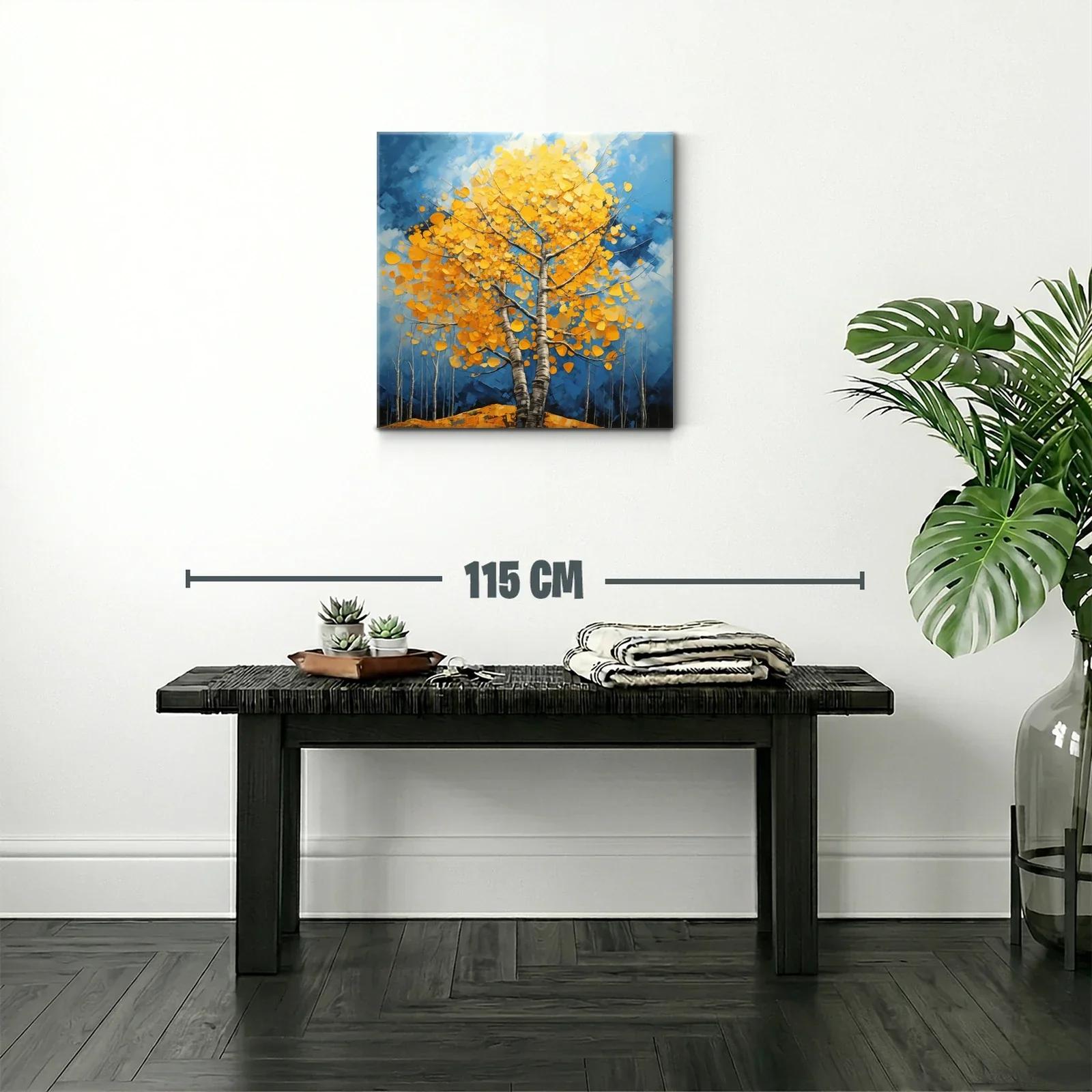 Árbol en otoño con hojas doradas sobre cielo azul — miniatura 2