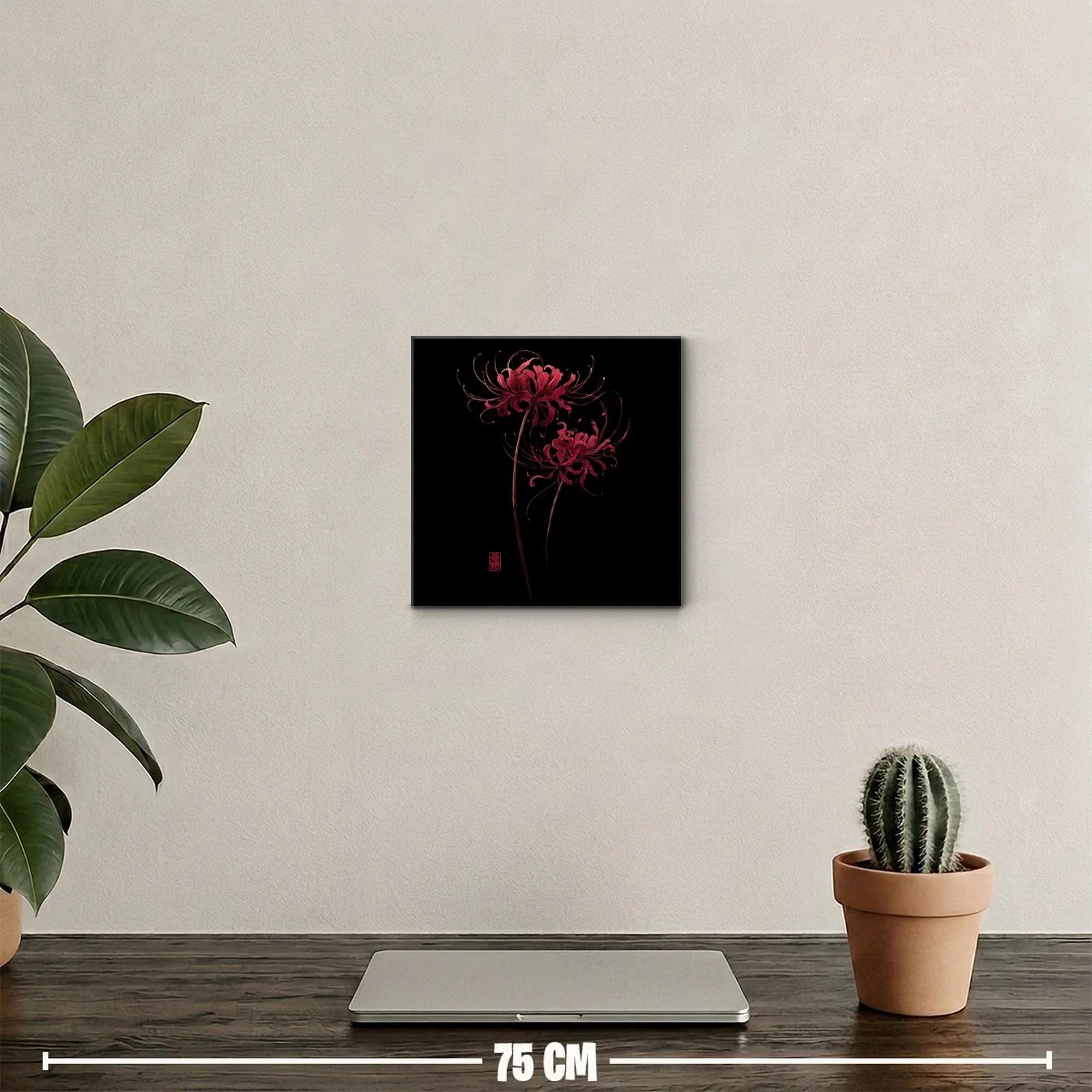 Flor roja sobre fondo negro en diseño elegante y delicado — miniatura 2