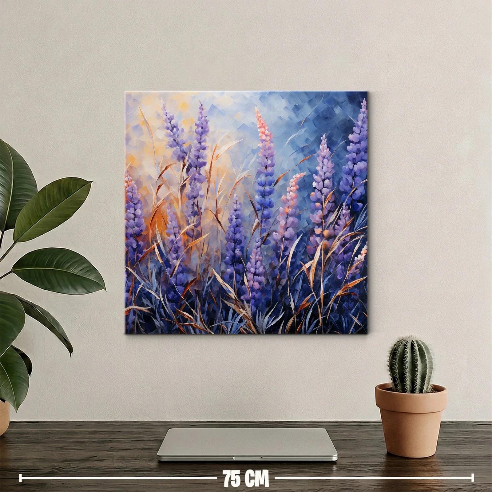 Cuadro floral con tonos violeta y azul suave — miniatura 2