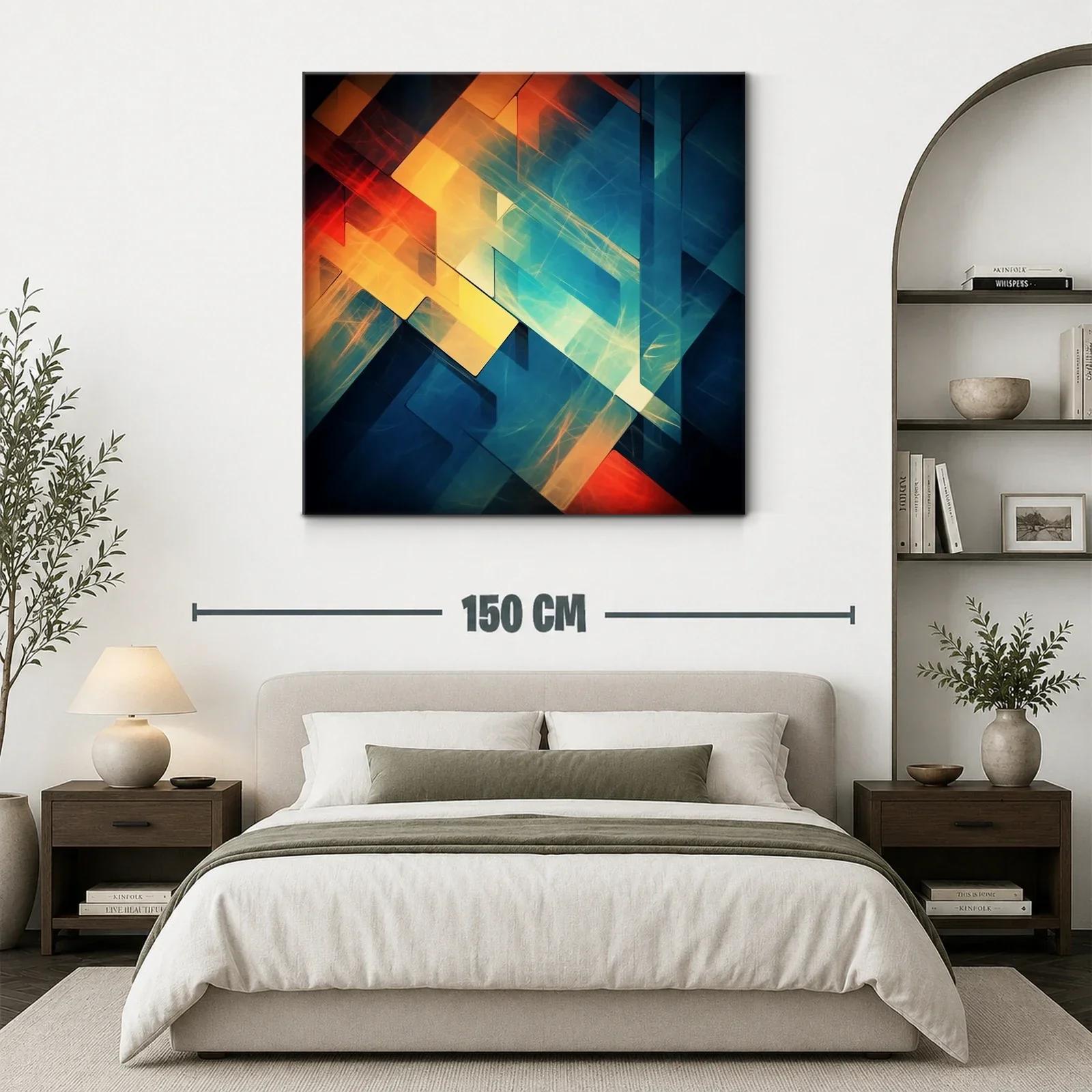 Composición abstracta en tonos cálidos y fríos vibrantes — miniatura 3