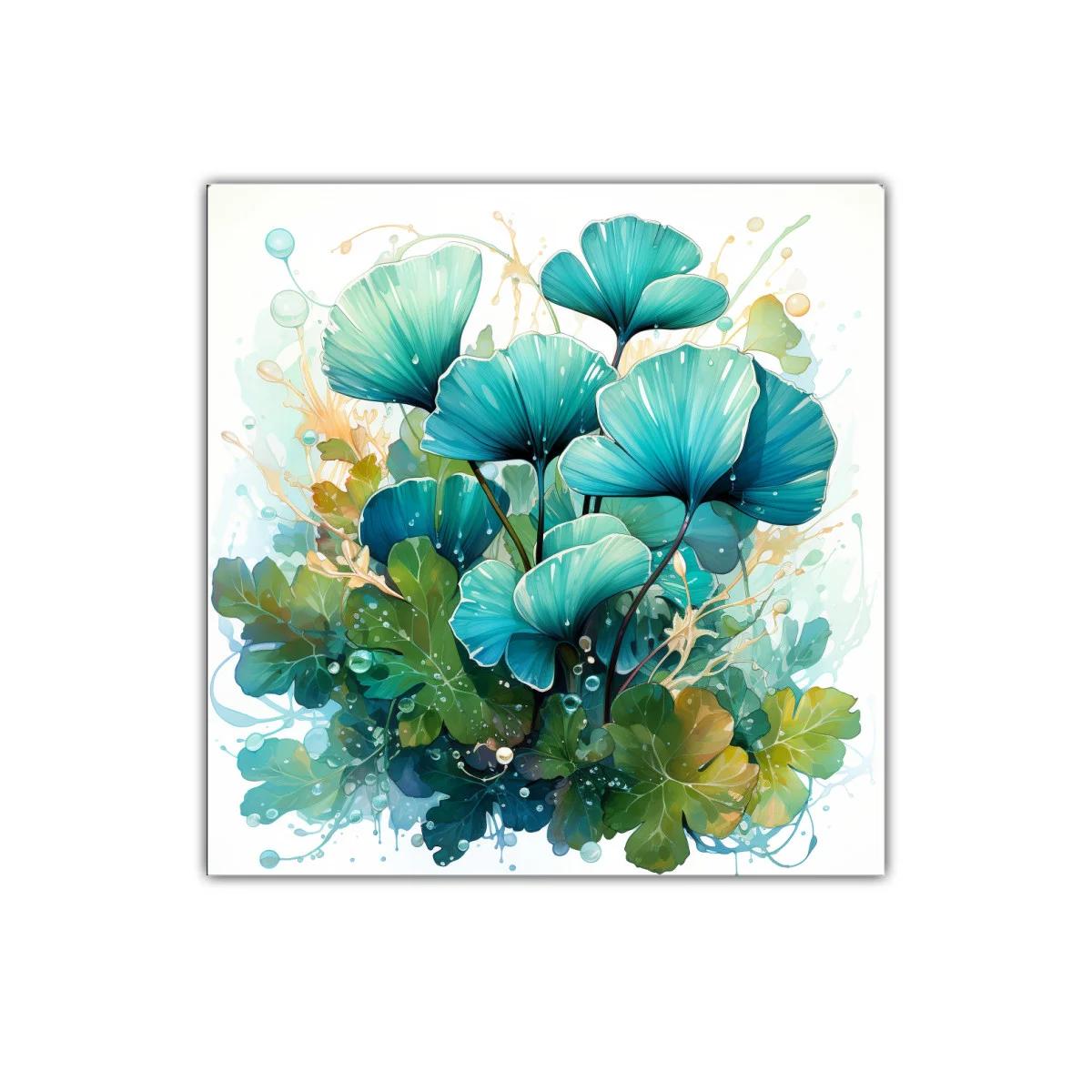 Delicada composición floral en tonos azules y verdes — imagen principal