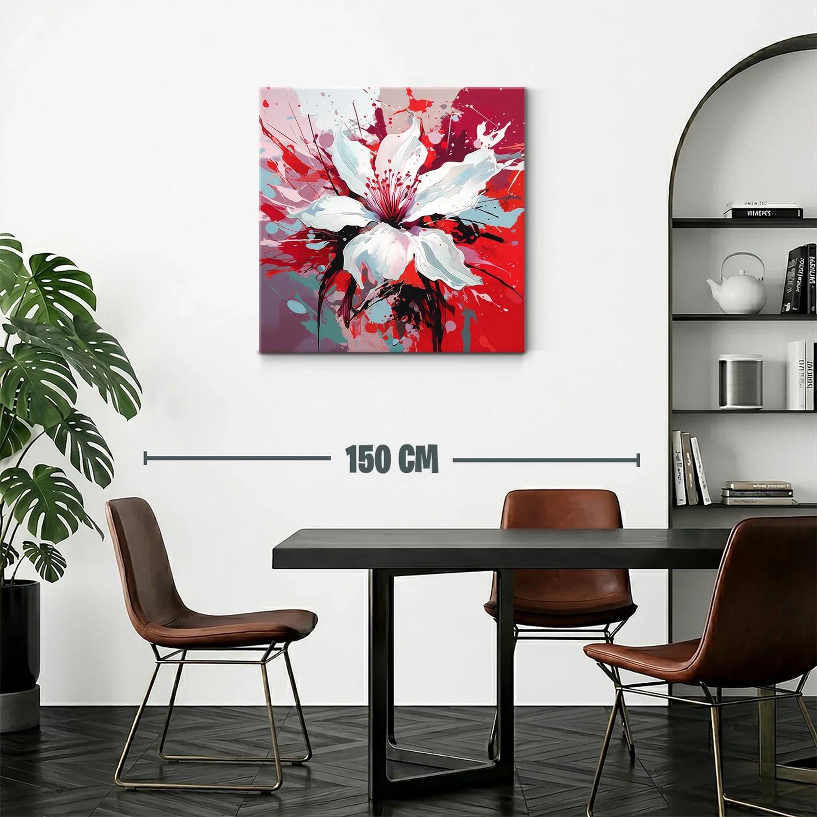Explosión artística de flor blanca vibrante en tonos rojos — miniatura 2