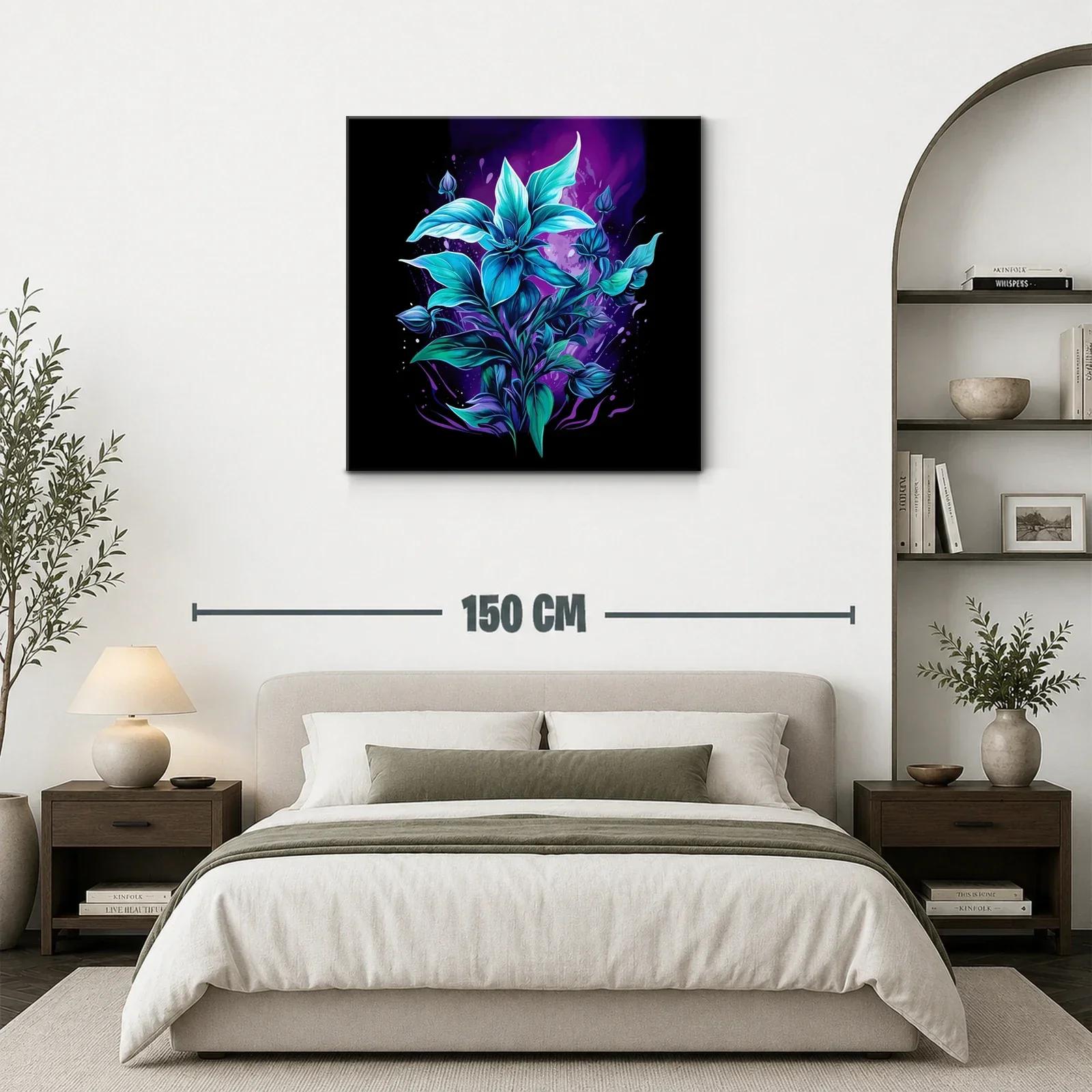 Flor azul vibrante sobre fondo púrpura oscuro — miniatura 3