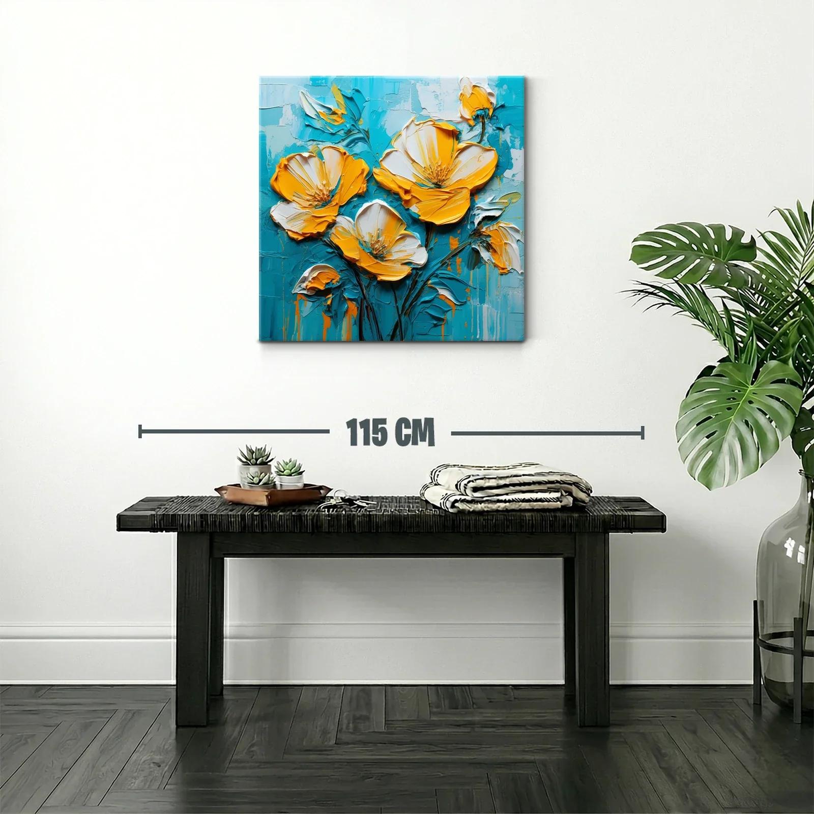 Flores vibrantes en tonos amarillos y azules equilibrados — miniatura 2