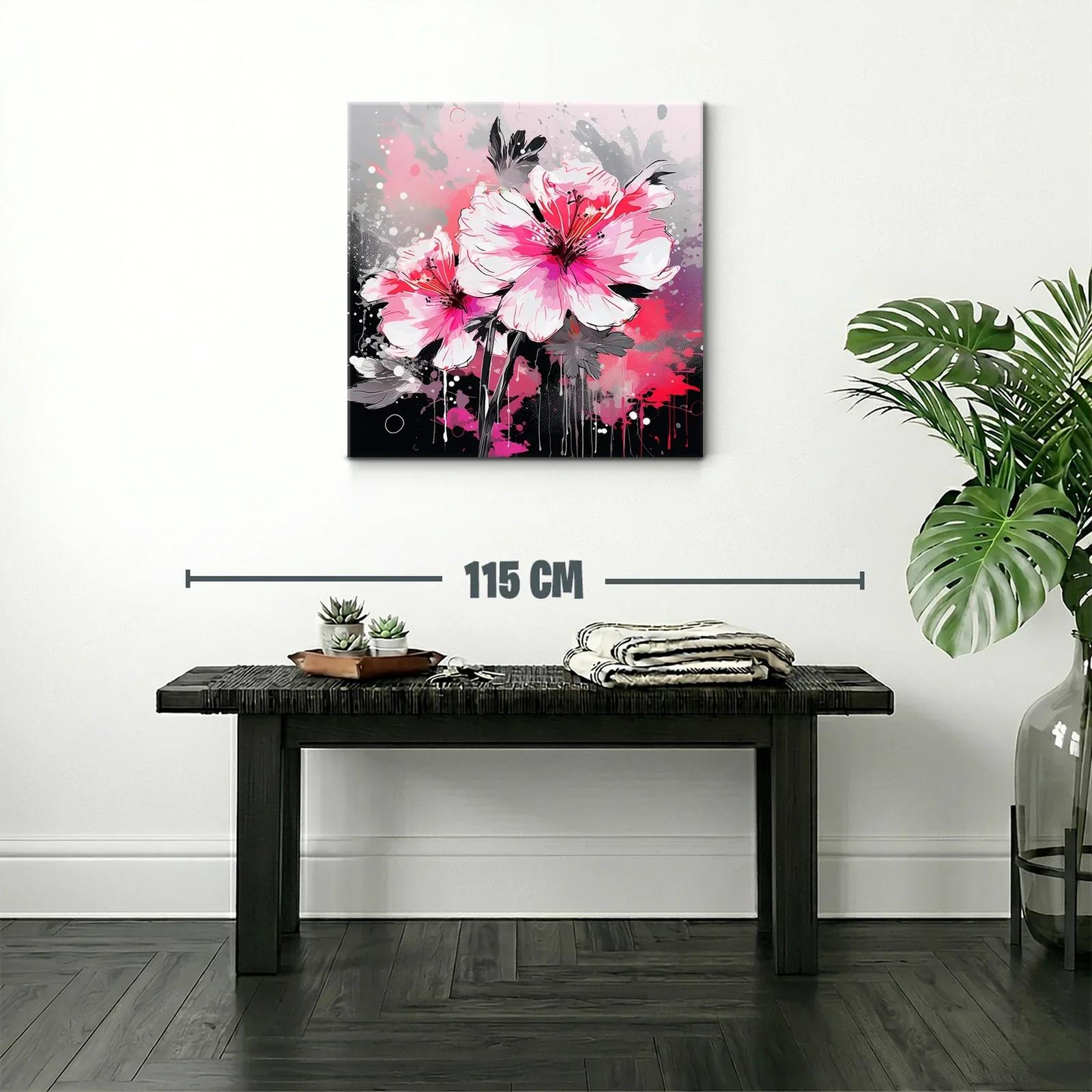 Flores vibrantes en tonos rosas y grises modernos — miniatura 2
