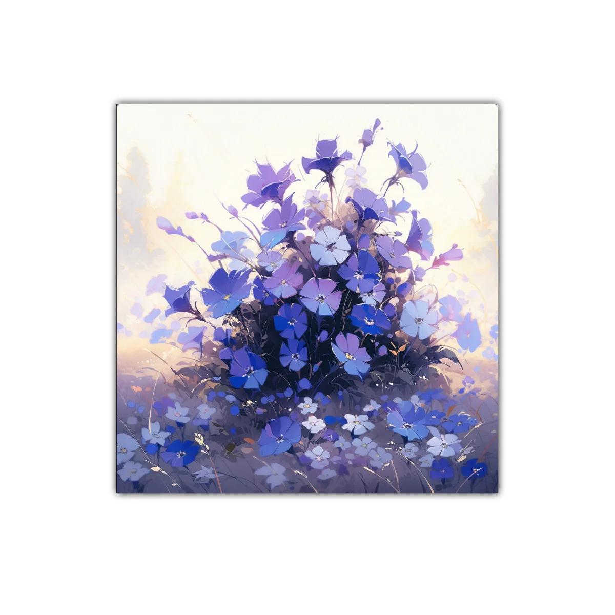 Cuadro floral en tonos azules y lilas para decoración elegante — imagen principal