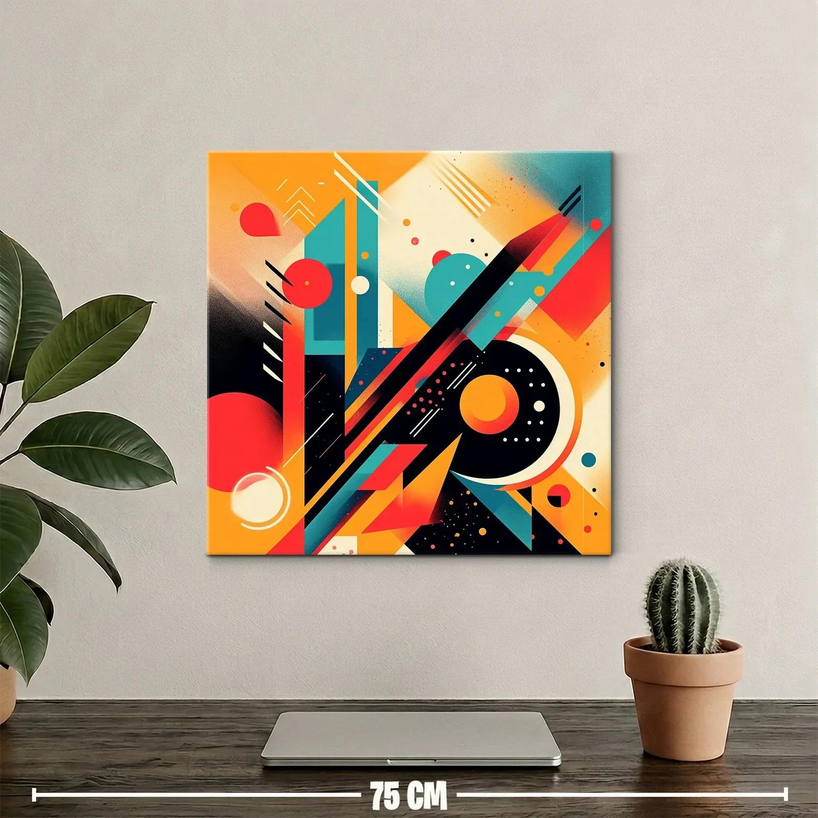 Composición abstracta en naranja rojo y turquesa vibrante — miniatura 2