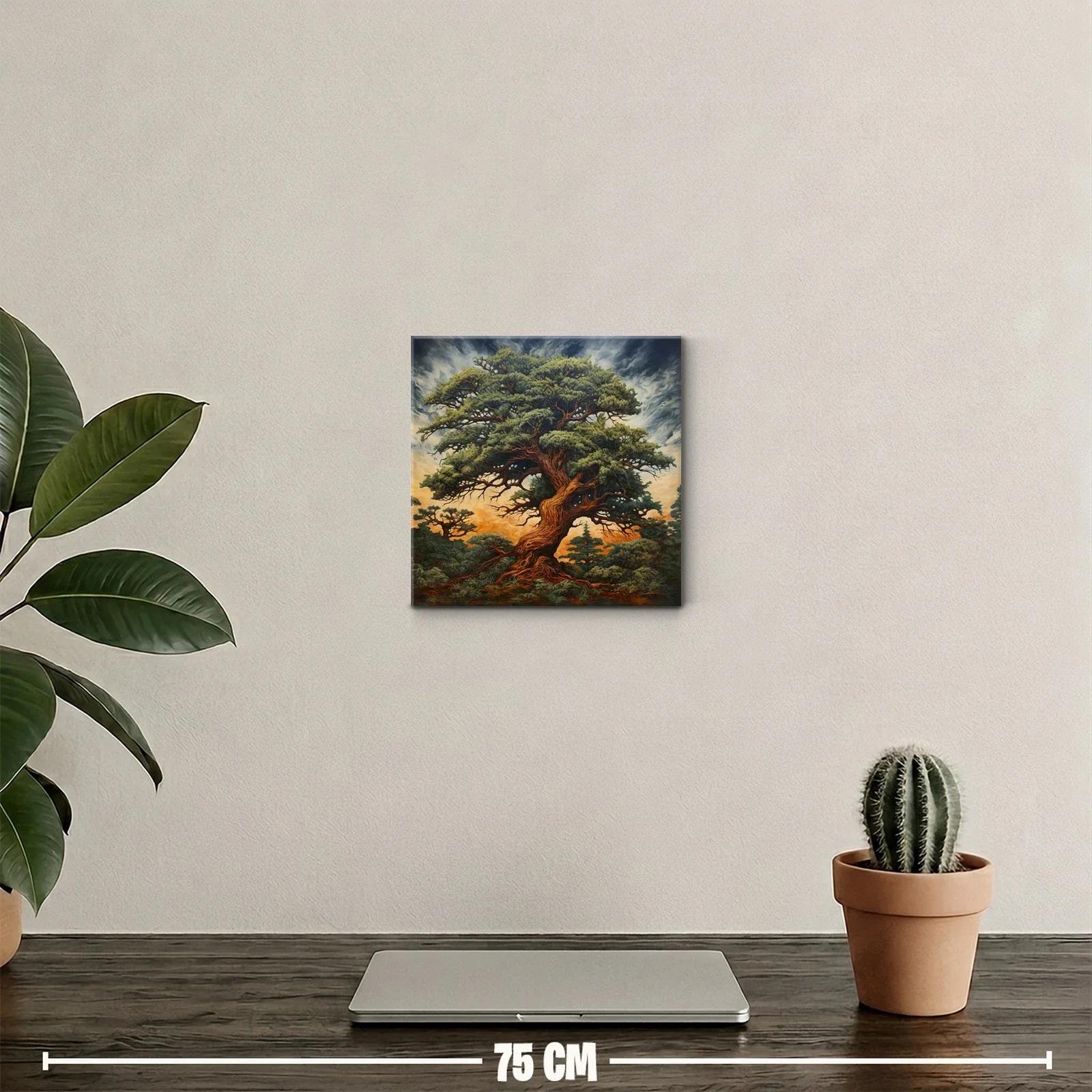 Imponente árbol antiguo en paisaje al atardecer — miniatura 2