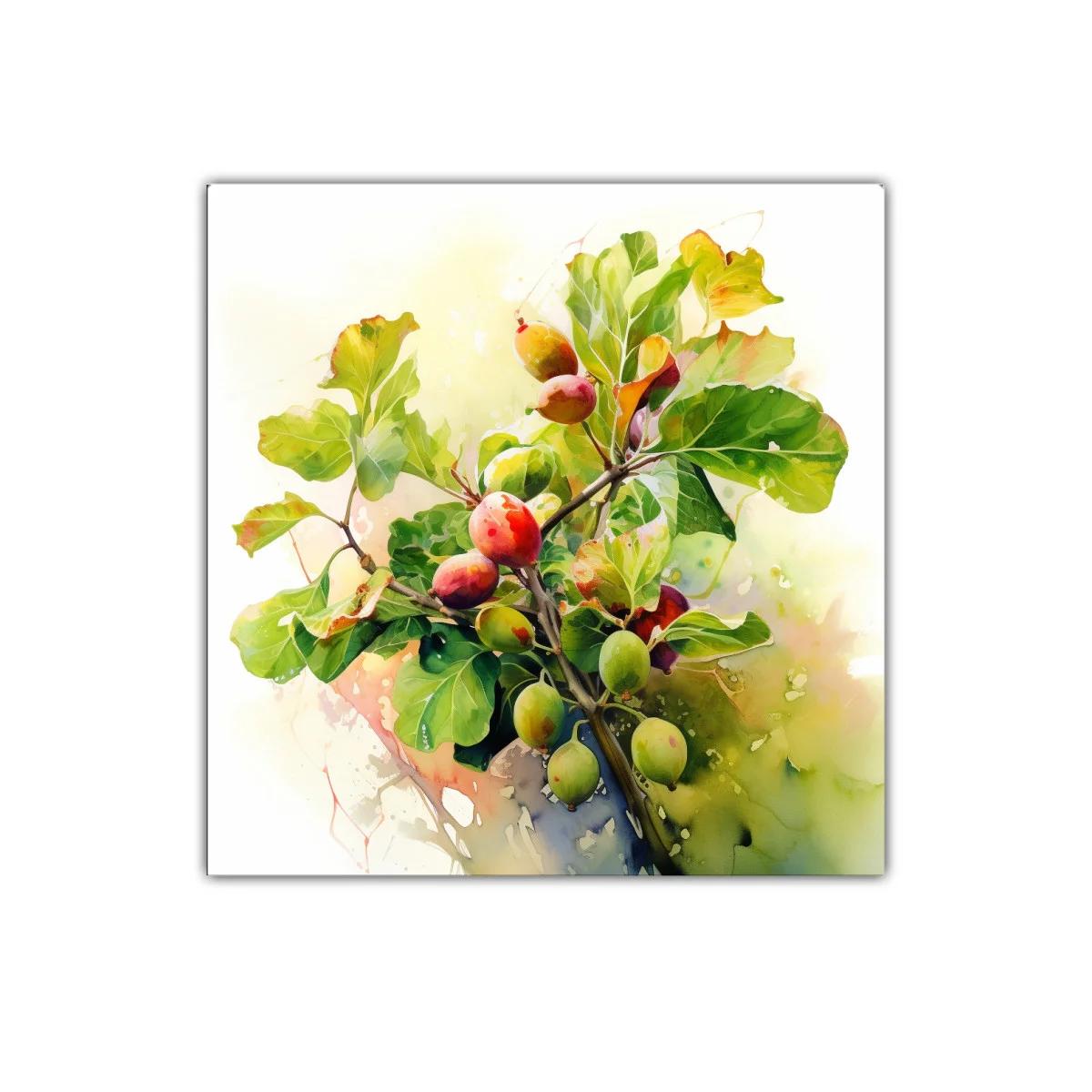 Cuadro decorativo ramaje con frutos maduros y hojas verdes — miniatura 1