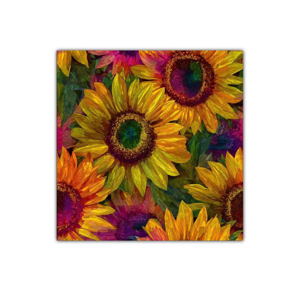 Cuadro decorativo con vibrantes girasoles y tonos cálidos