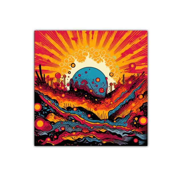 Cuadro decorativo con explosión de colores vibrantes y formas abstractas