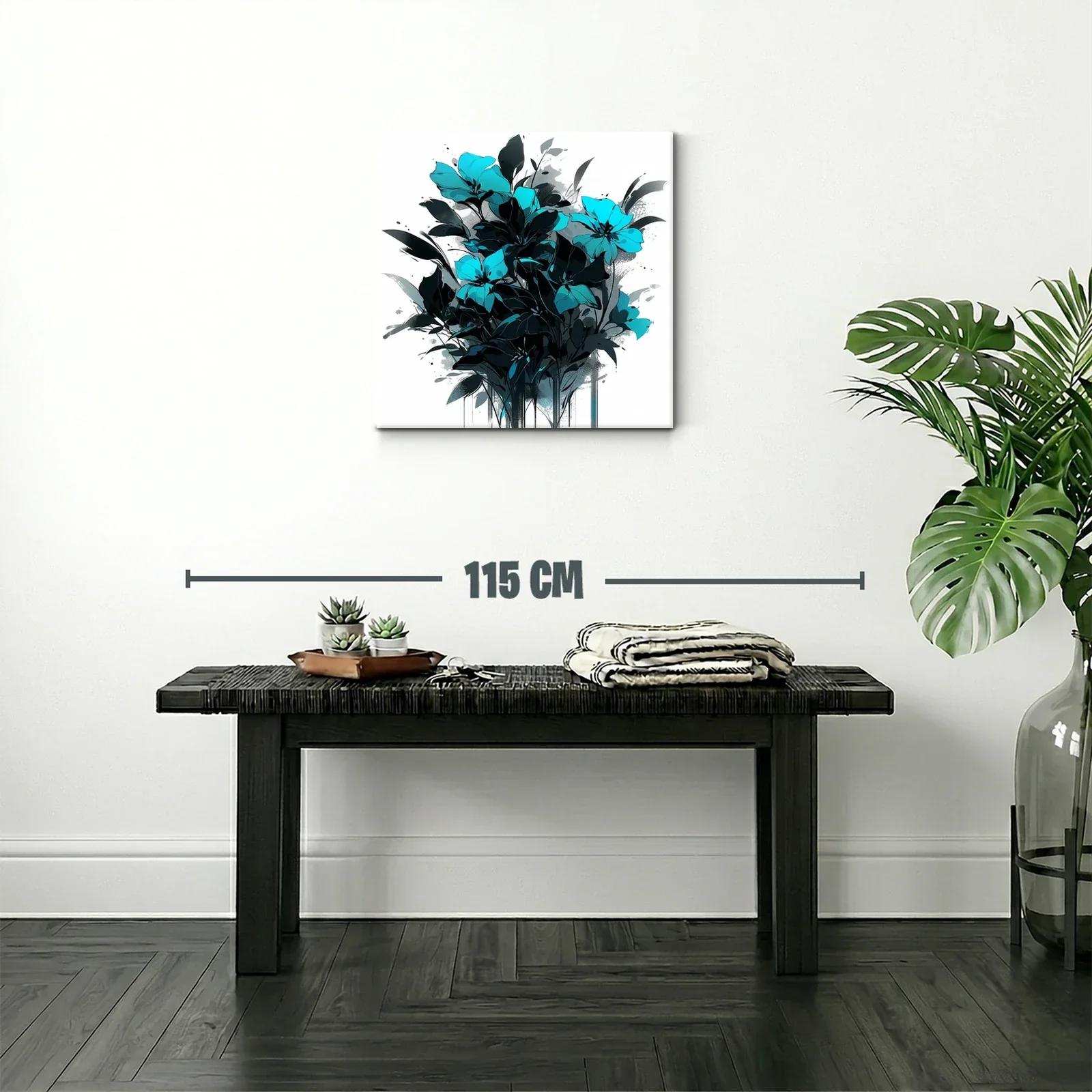Cuadro con ramo de flores en tonos azul y negro — miniatura 2