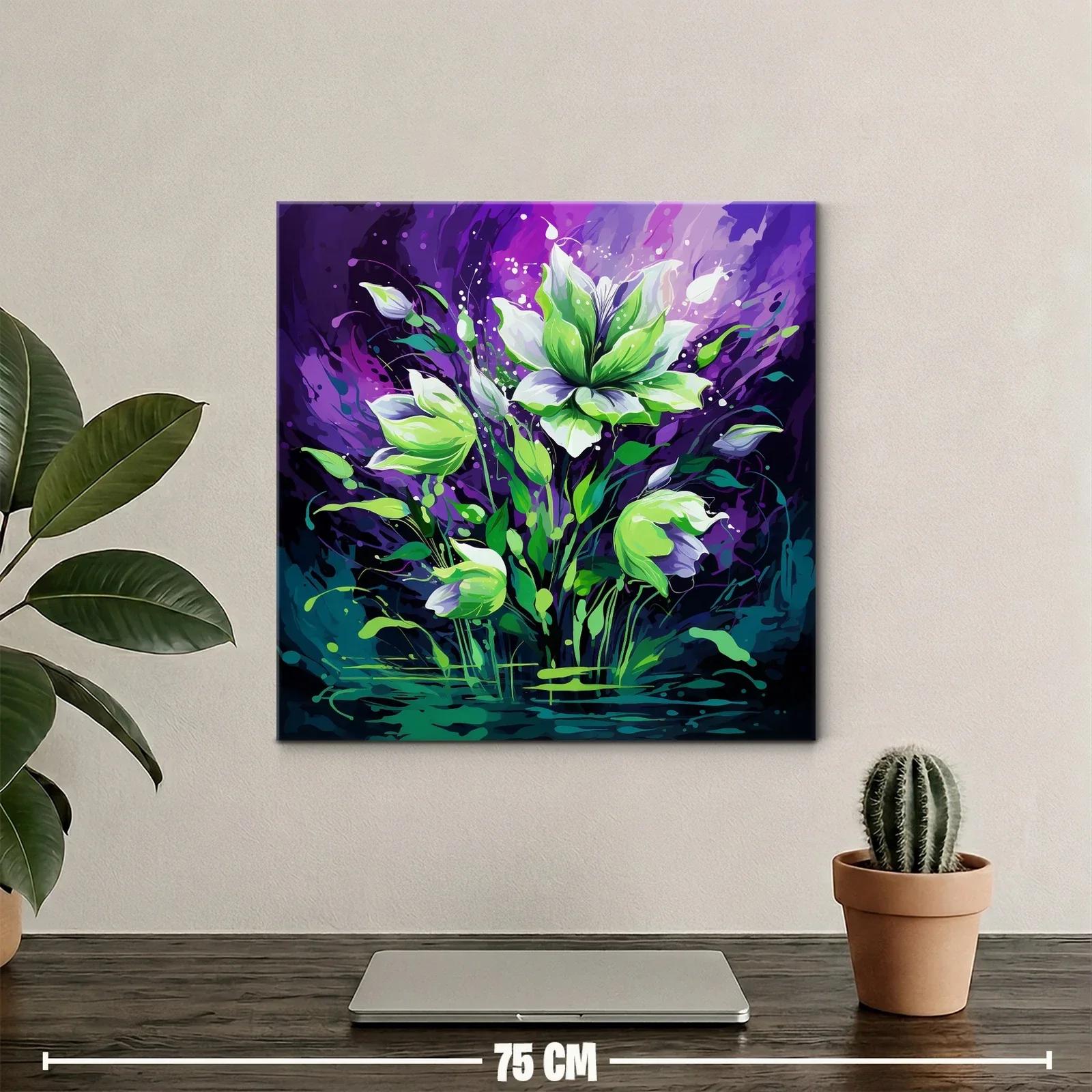 Flores vibrantes en tonos verdes y púrpuras — miniatura 2