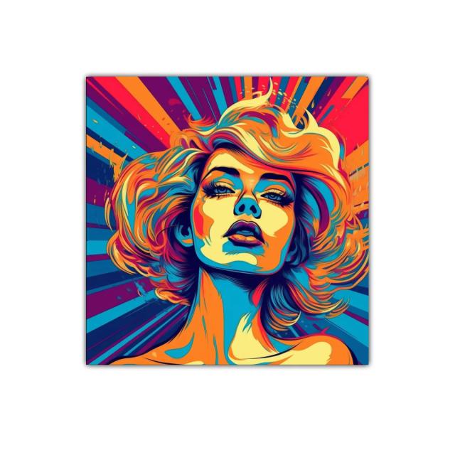 Retrato femenino vibrante con explosión de colores intensos