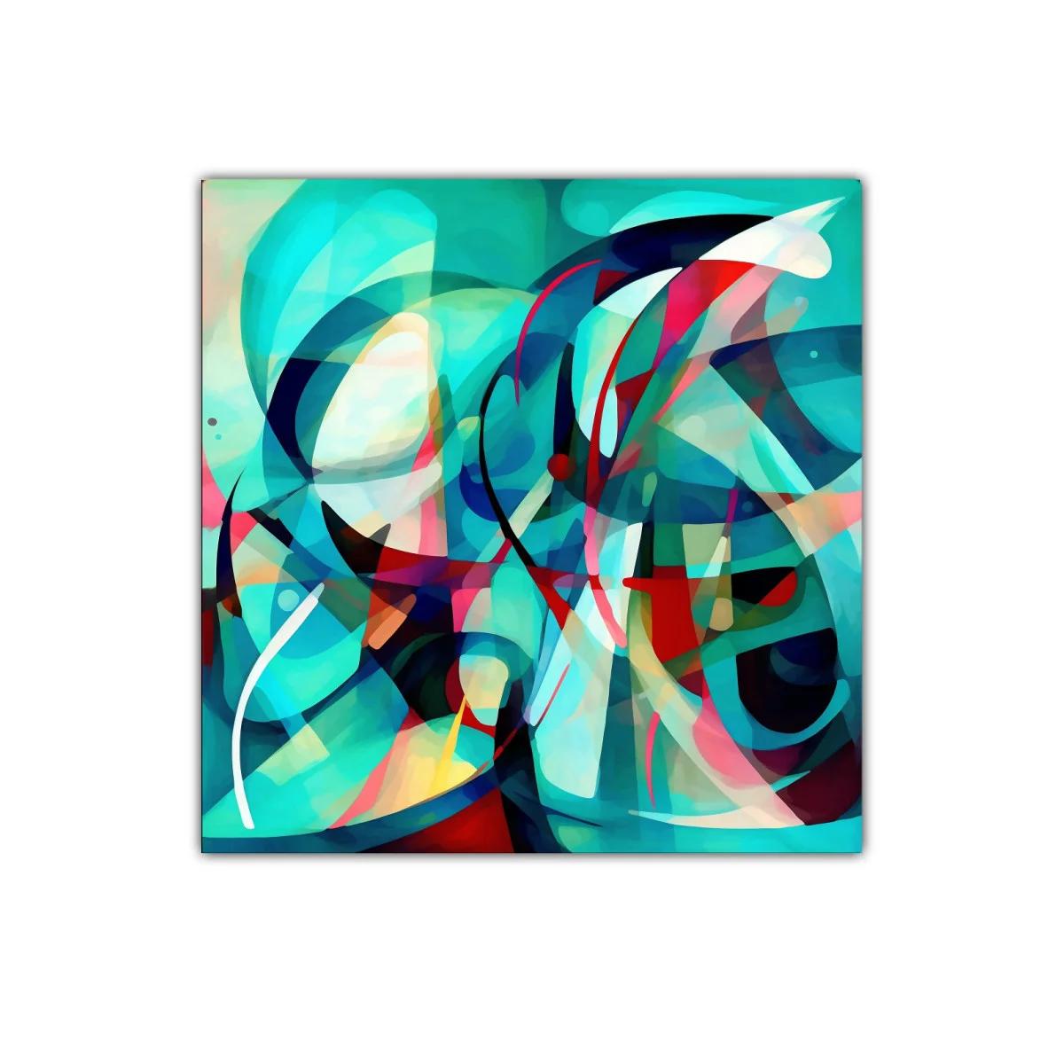 Cuadro abstracto vibrante con formas fluidas en tonos turquesa — imagen principal