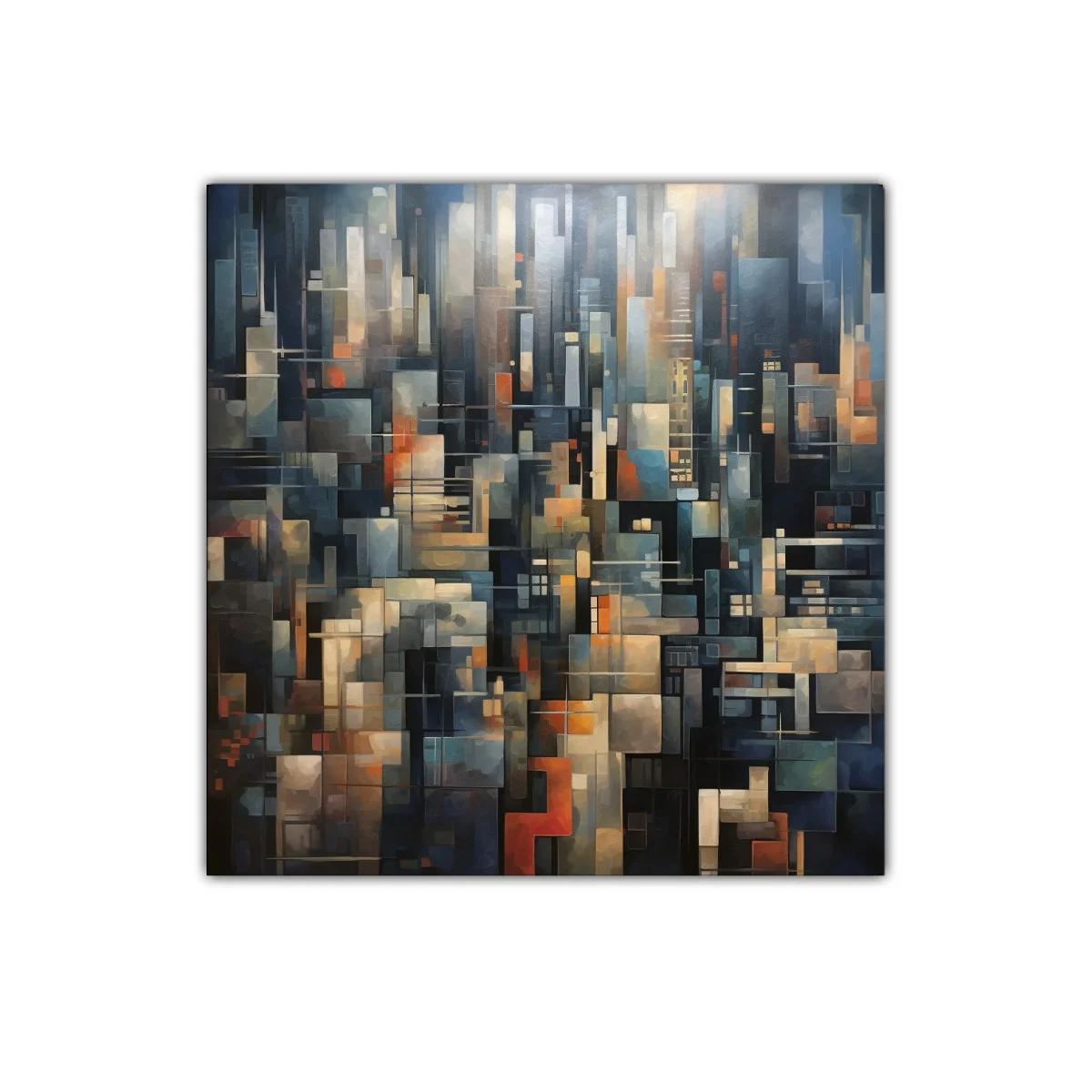 Composición abstracta urbana en tonos oscuros y cálidos — imagen principal