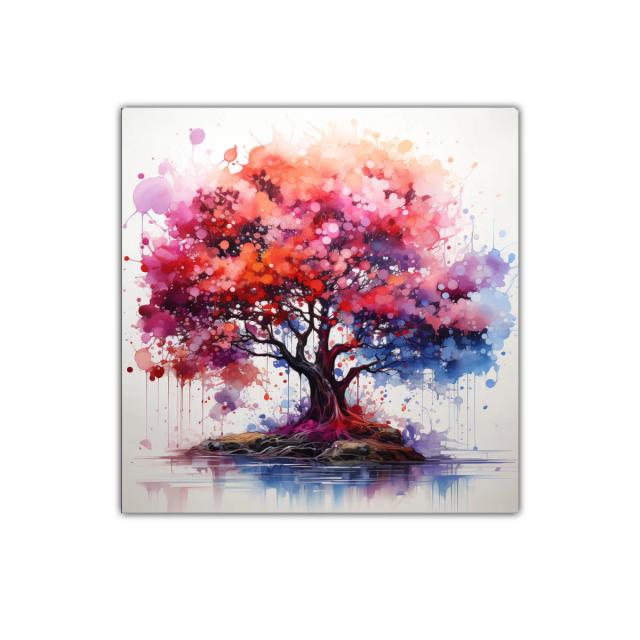 Árbol vibrante con tonos cálidos y frescos para decoración