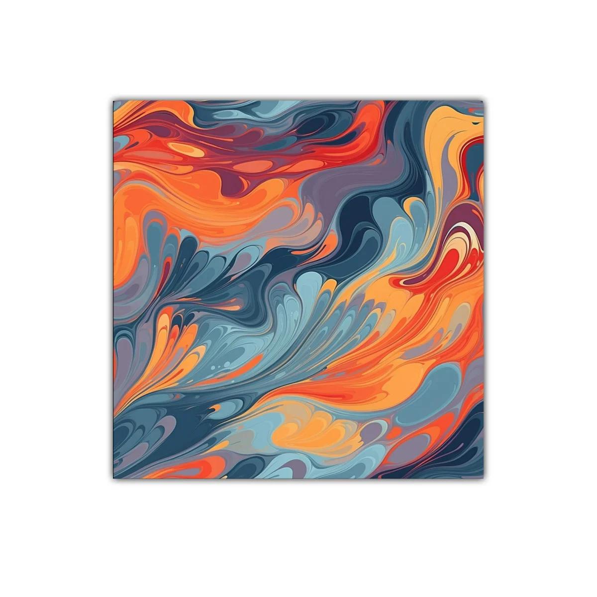 Arte abstracto con flujo vibrante en tonos cálidos y fríos